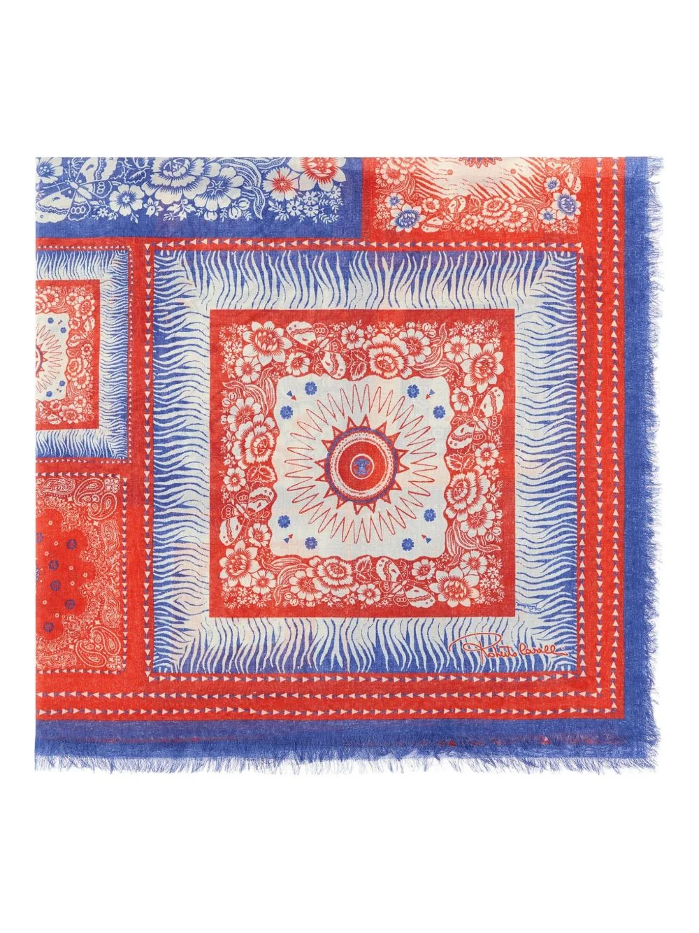 zebra-pattern logo-detail shawl - 1