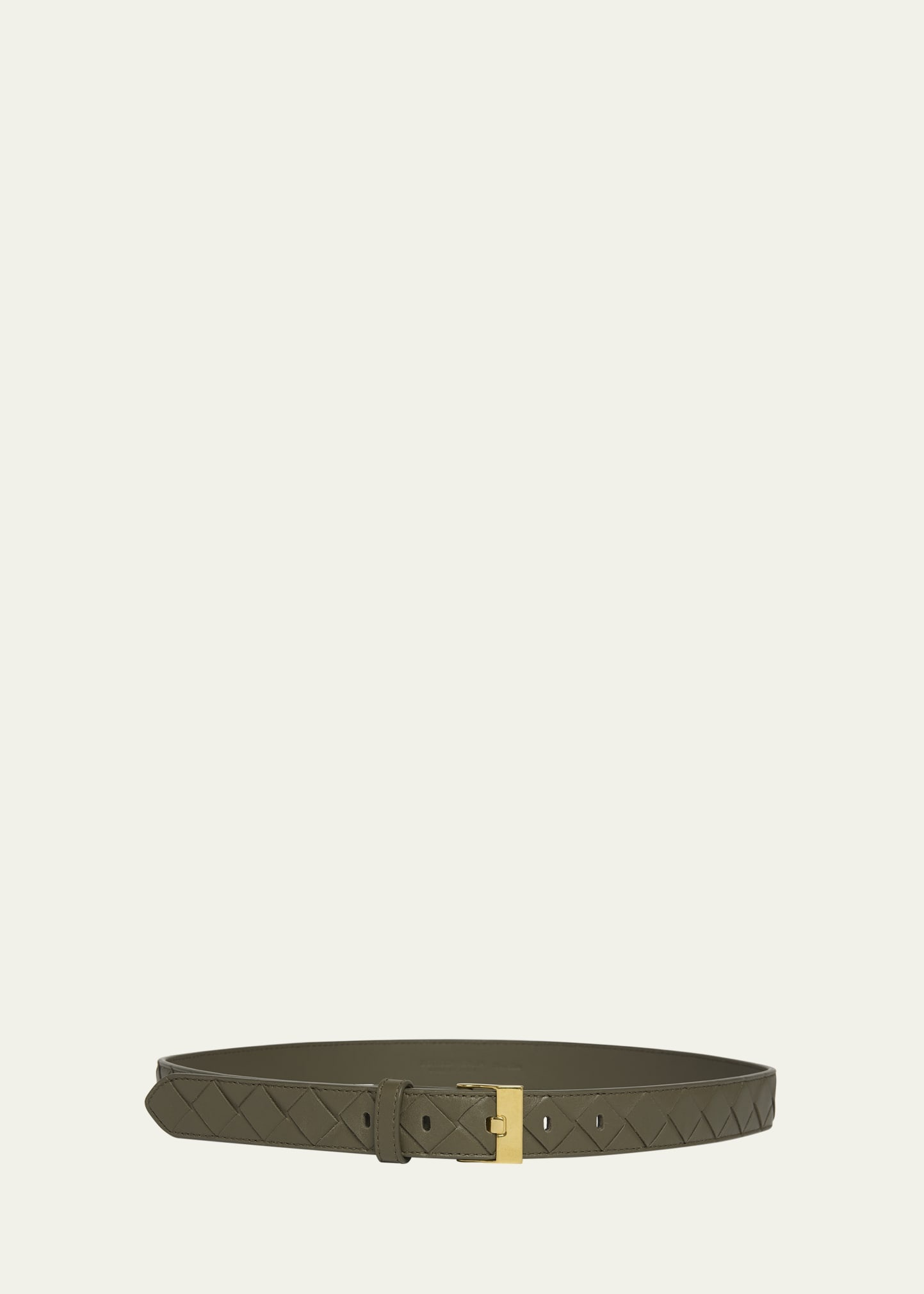 Watch-Buckle Intrecciato Leather Belt - 1