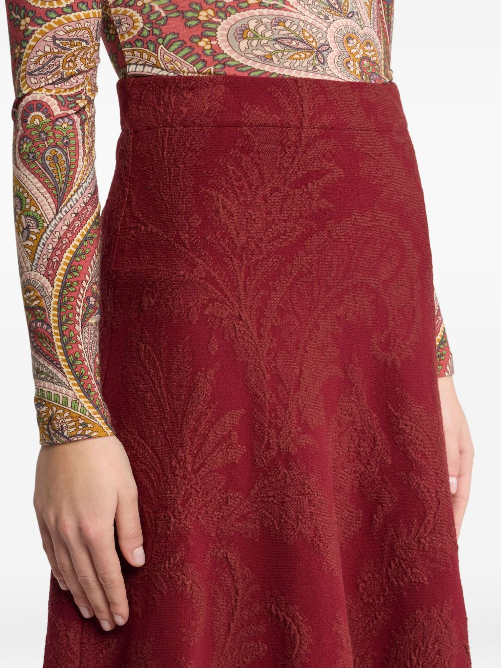 paisley-jacquard midi skirt - 4