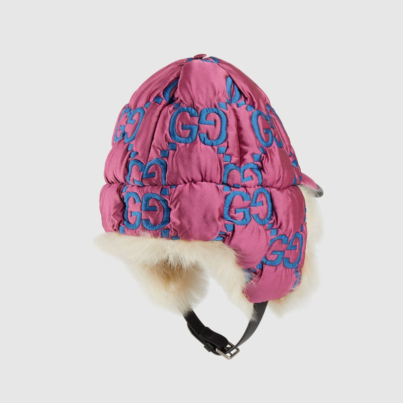 Quilted GG nylon hat with ear flaps 3