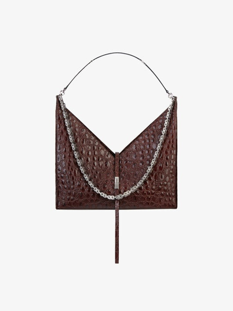 LARGE CUT OUT BAG IN CROCODILE EFFECT LEATHER WITH CHAIN 1