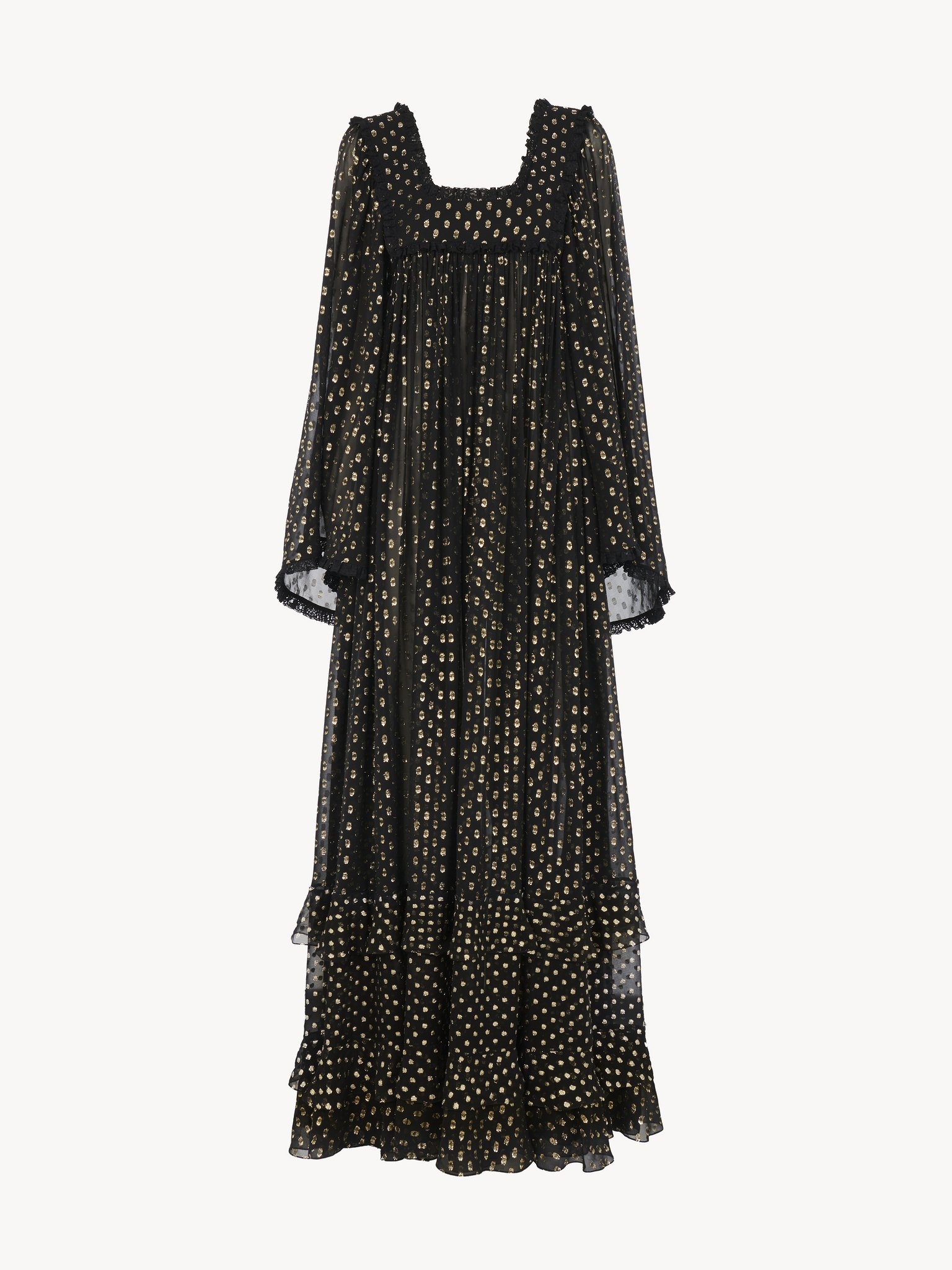 RUFFLED MAXI DRESS IN LIGHT SILK - 2