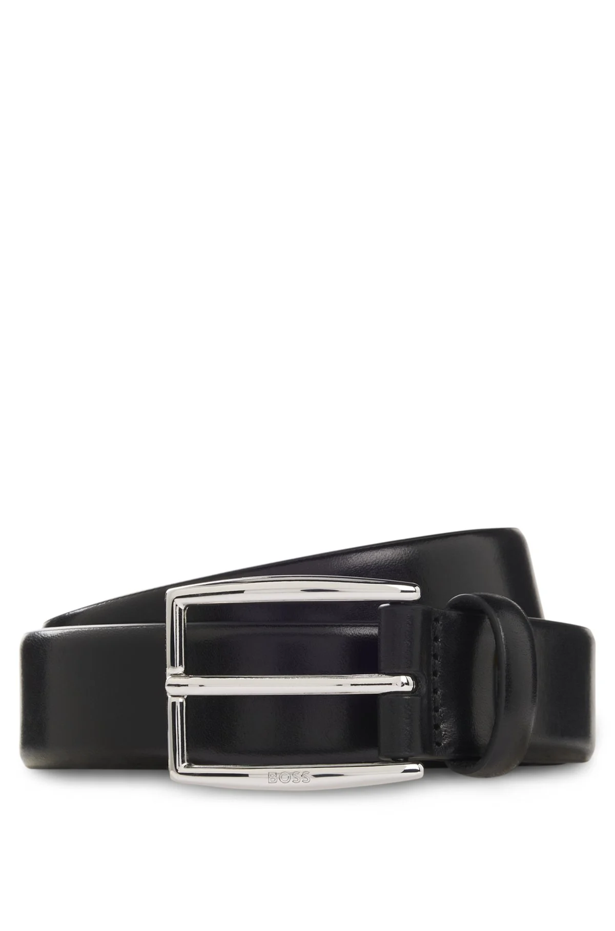LEATHER BELT WITH SILVER-TONE PIN BUCKLE - 1