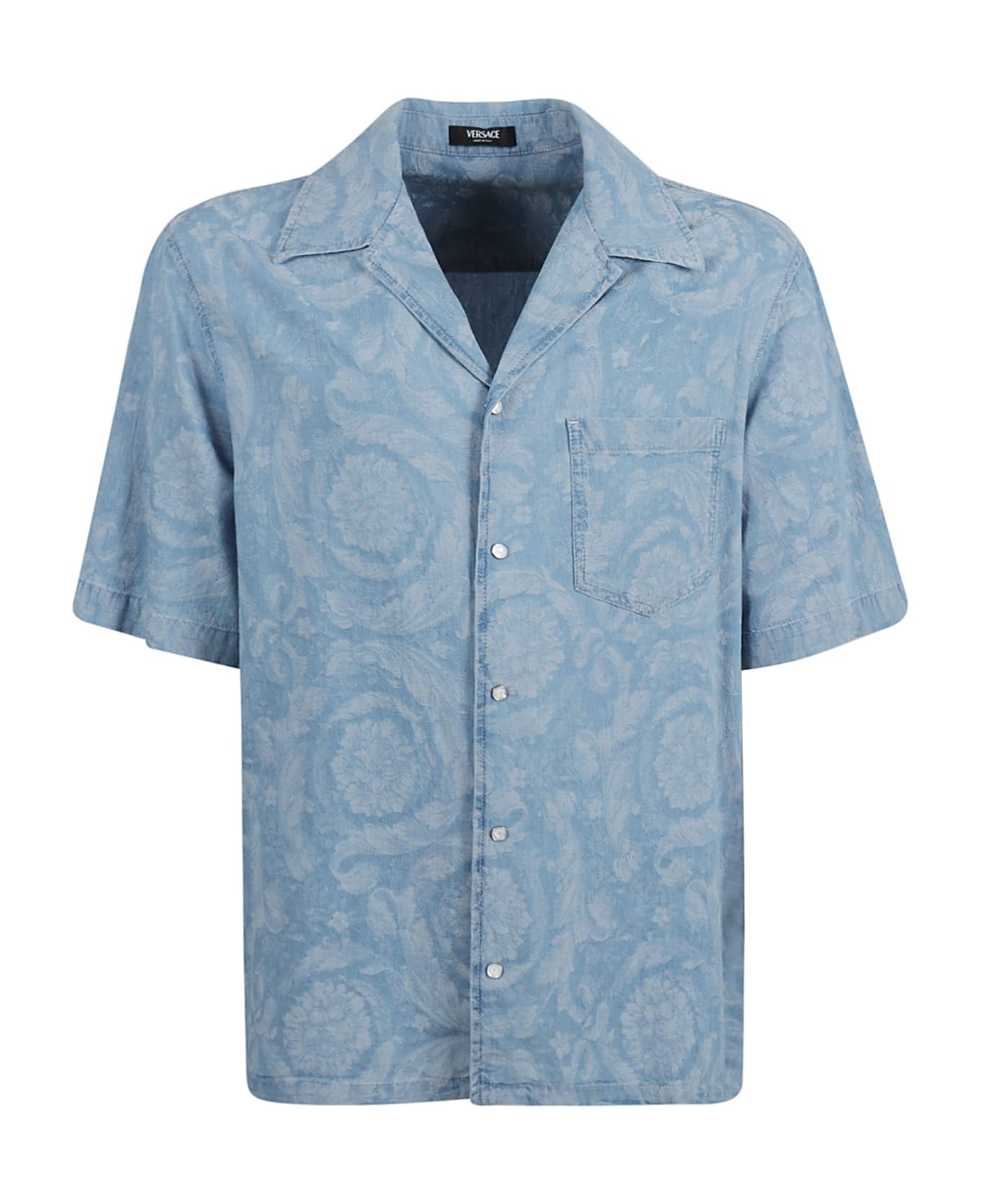 Denim Floral Print Shirt - 1
