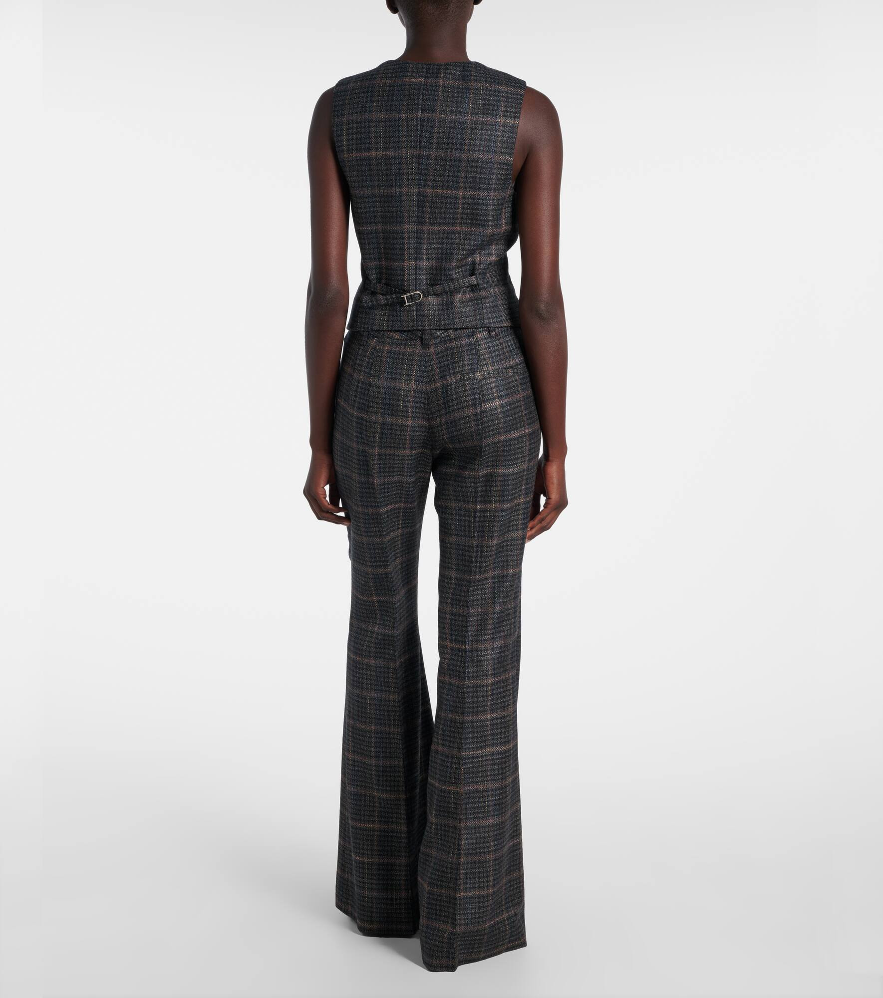 Coleridge checked wool and silk vest - 3