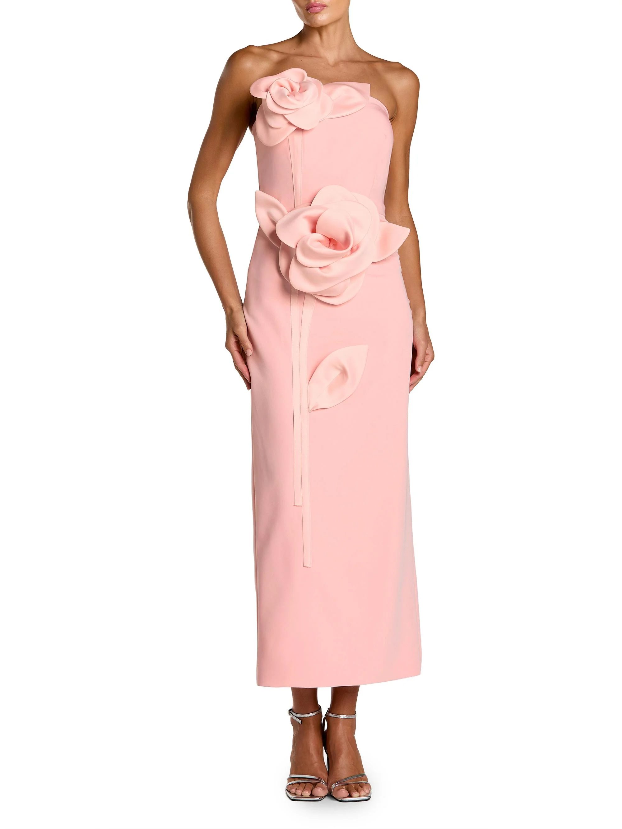 Women's Floral Crepe Strapless Maxi Dress - Blush - 1