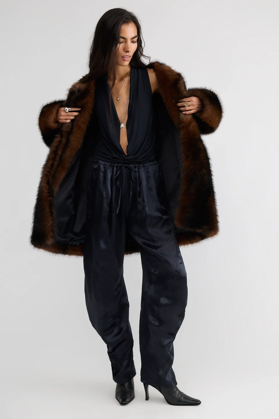 Crowd Pleaser Twisted Satin Pull-On Pants - 1