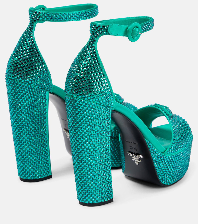 Prada Embellished satin platform sandals outlook