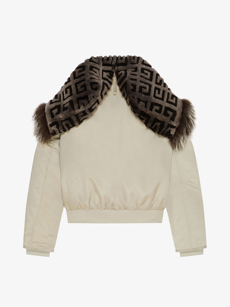 CROPPED BOMBER JACKET WITH 4G FUR HOOD 5