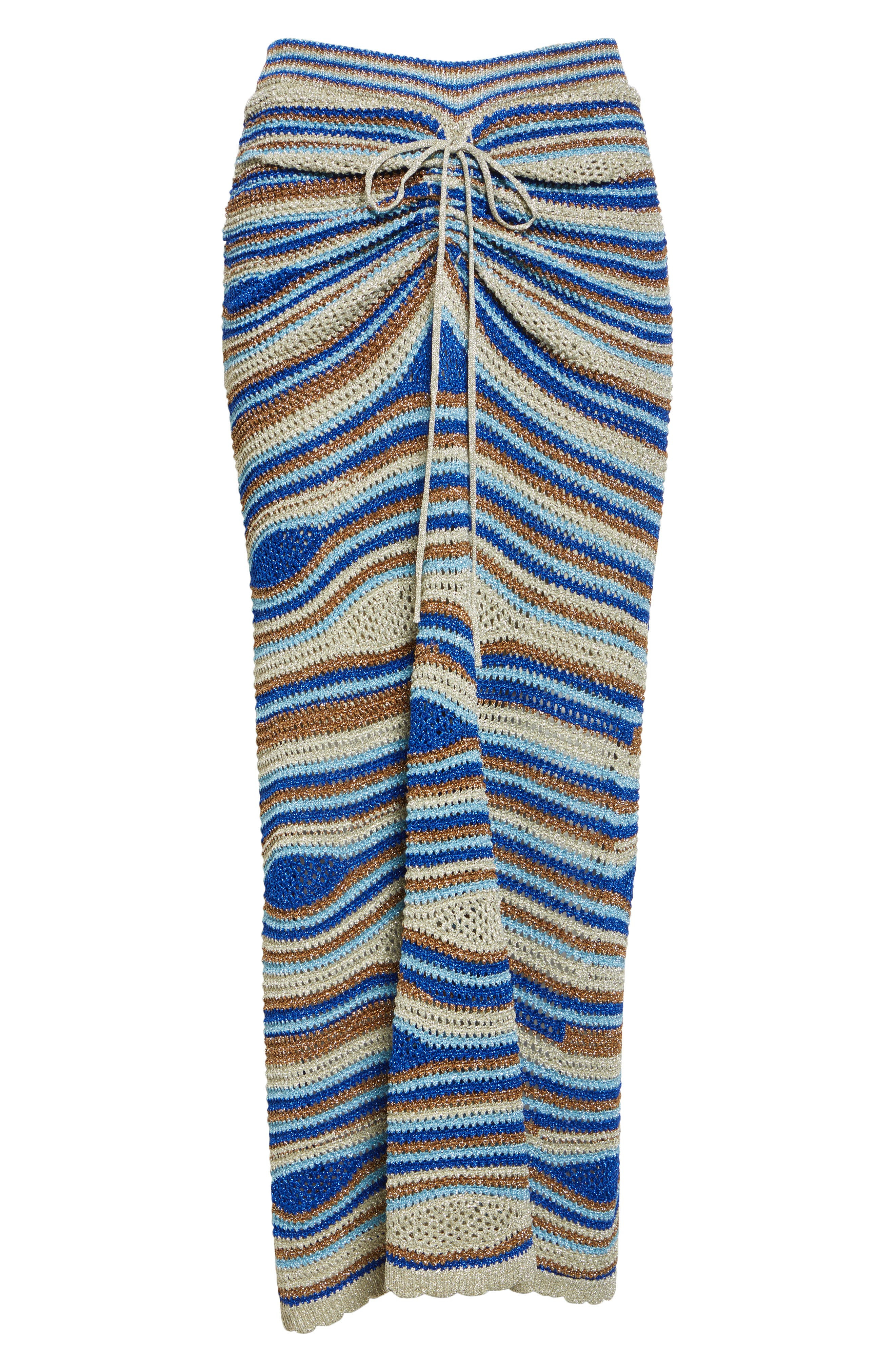 FARM Rio Mixed Waves Striped Maxi Skirt in Blue Multi at Nordstrom - 5