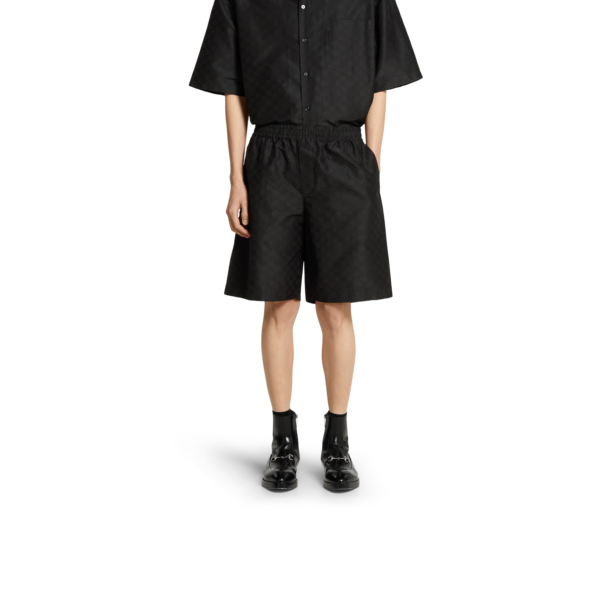 Cotton-silk GG faille short shorts - 3