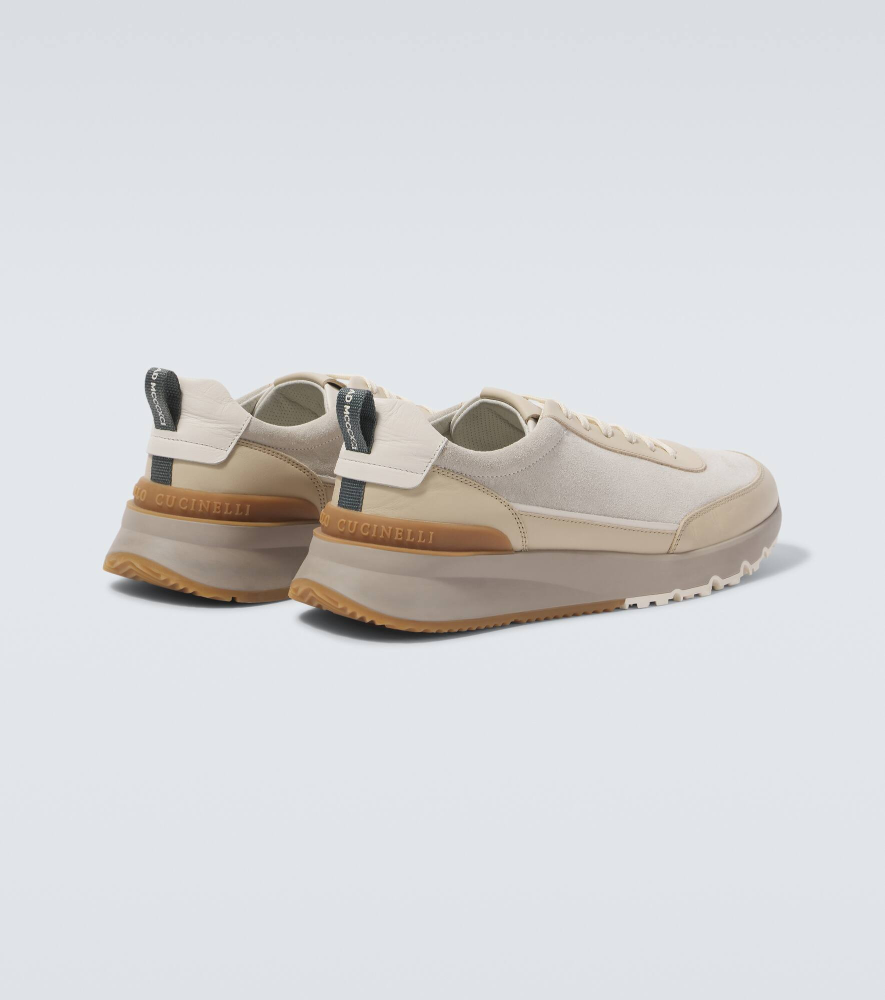 Leather-trimmed suede sneakers - 6