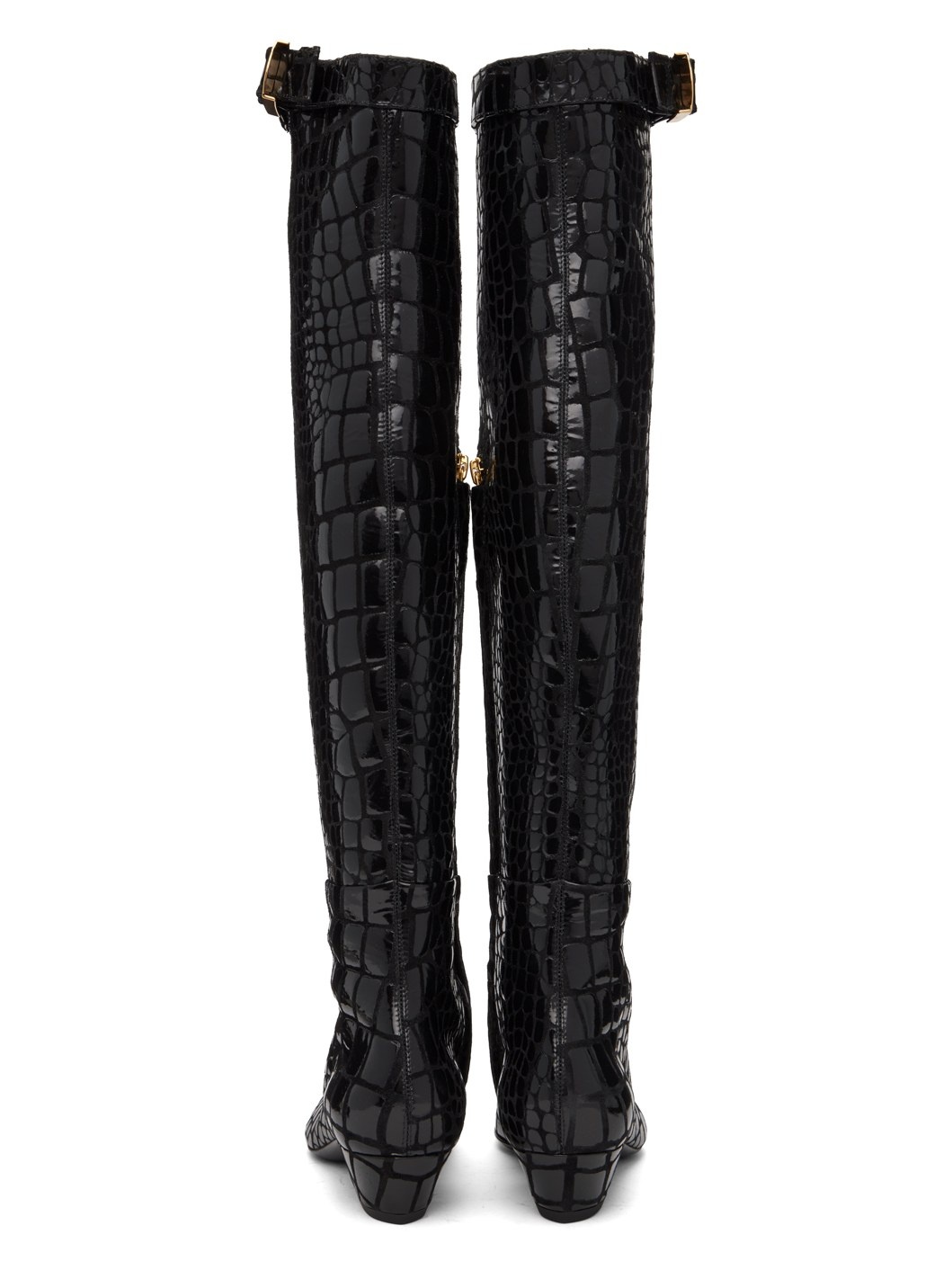 Black Printed Leather Boots - 2