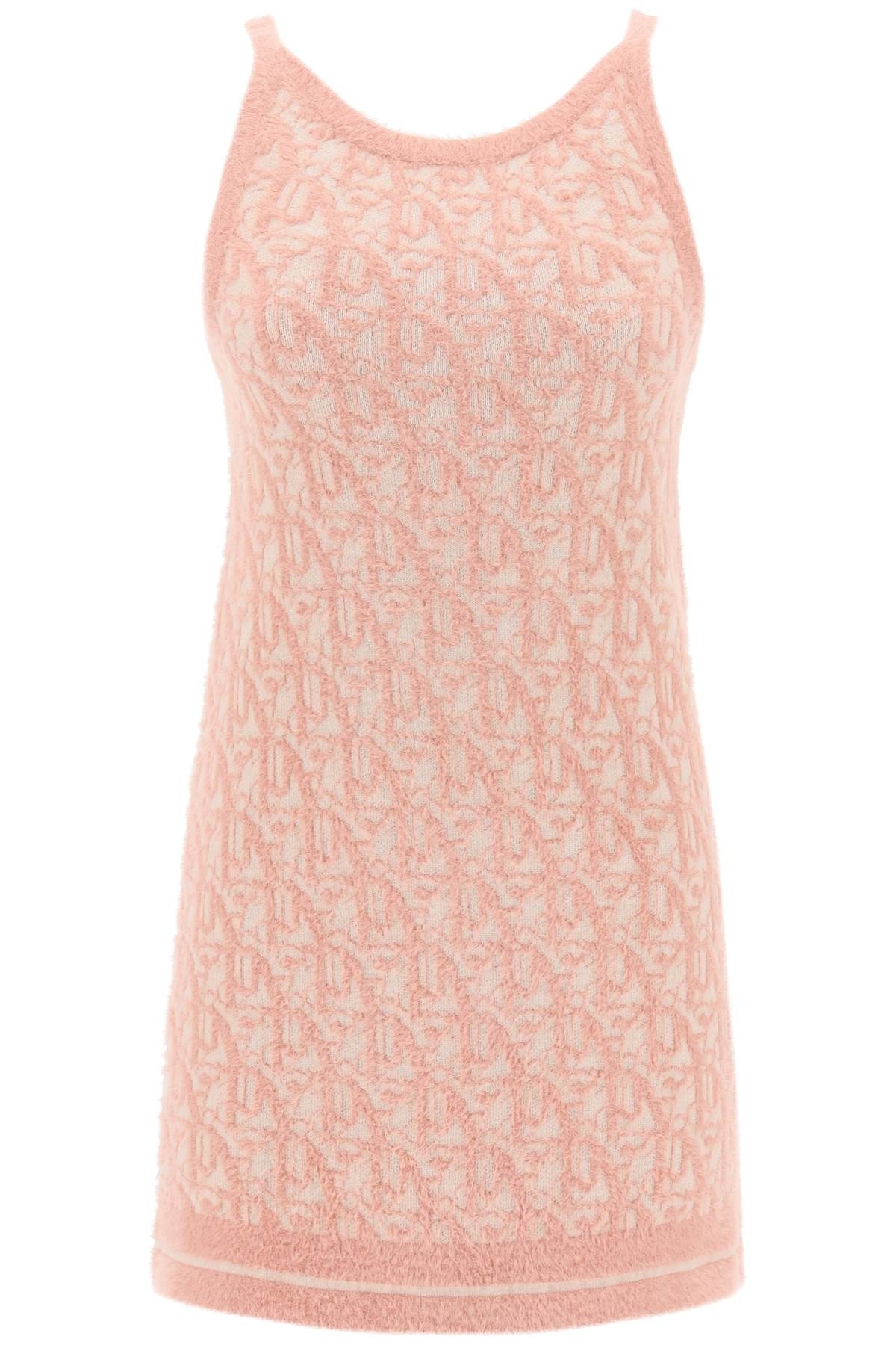 ワンピース Palm Angels Lurex knit mini dress with monogram Palm Angels Monogram-jacquard Knitted Minidress In White