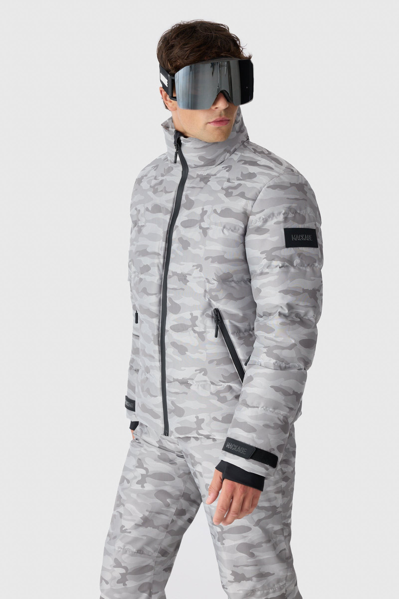 SAMUEL-JC Camo Jacquard Down Ski Jacket With Storm Visor 5