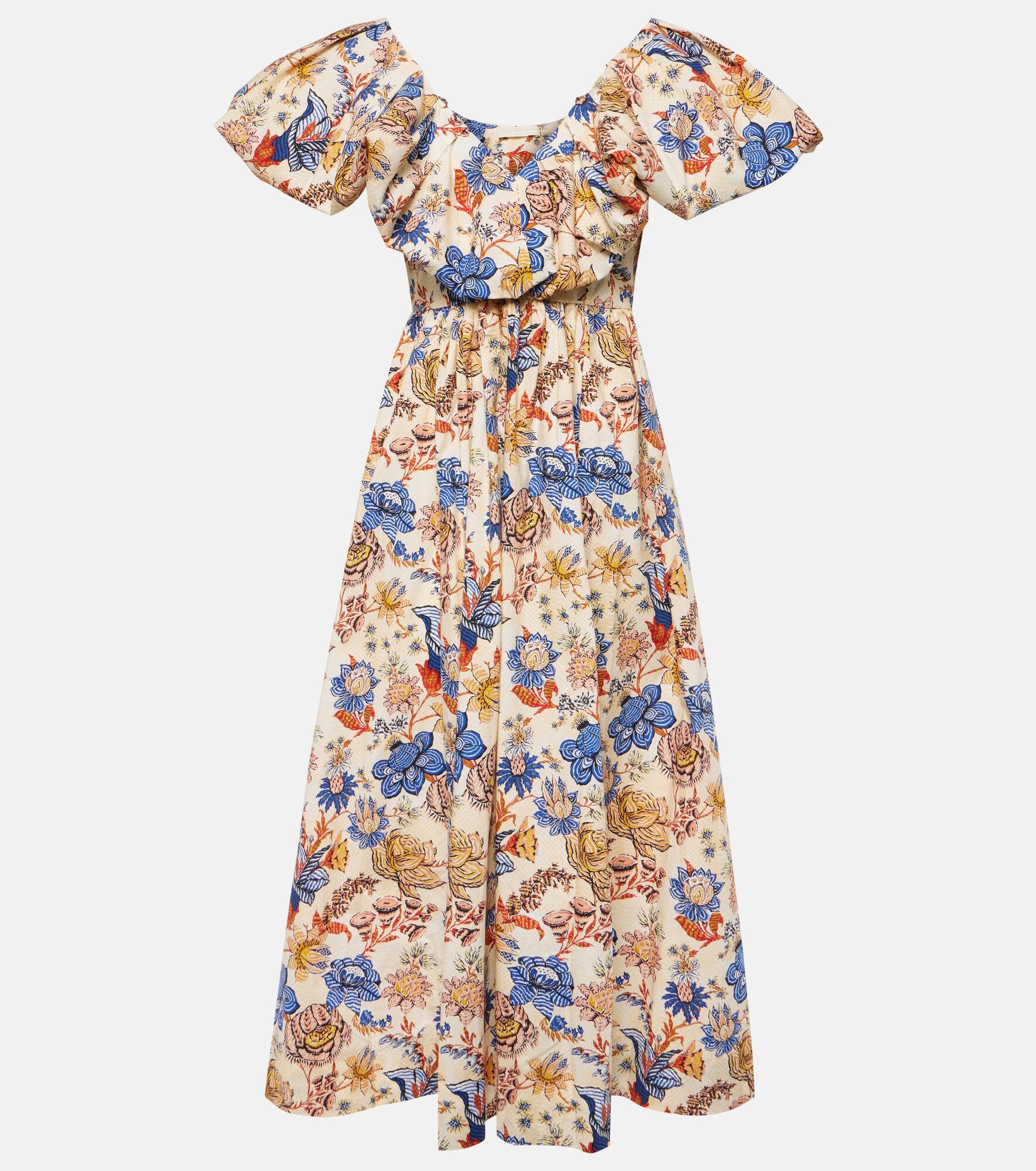 Francesca floral cotton poplin midi dress - 1