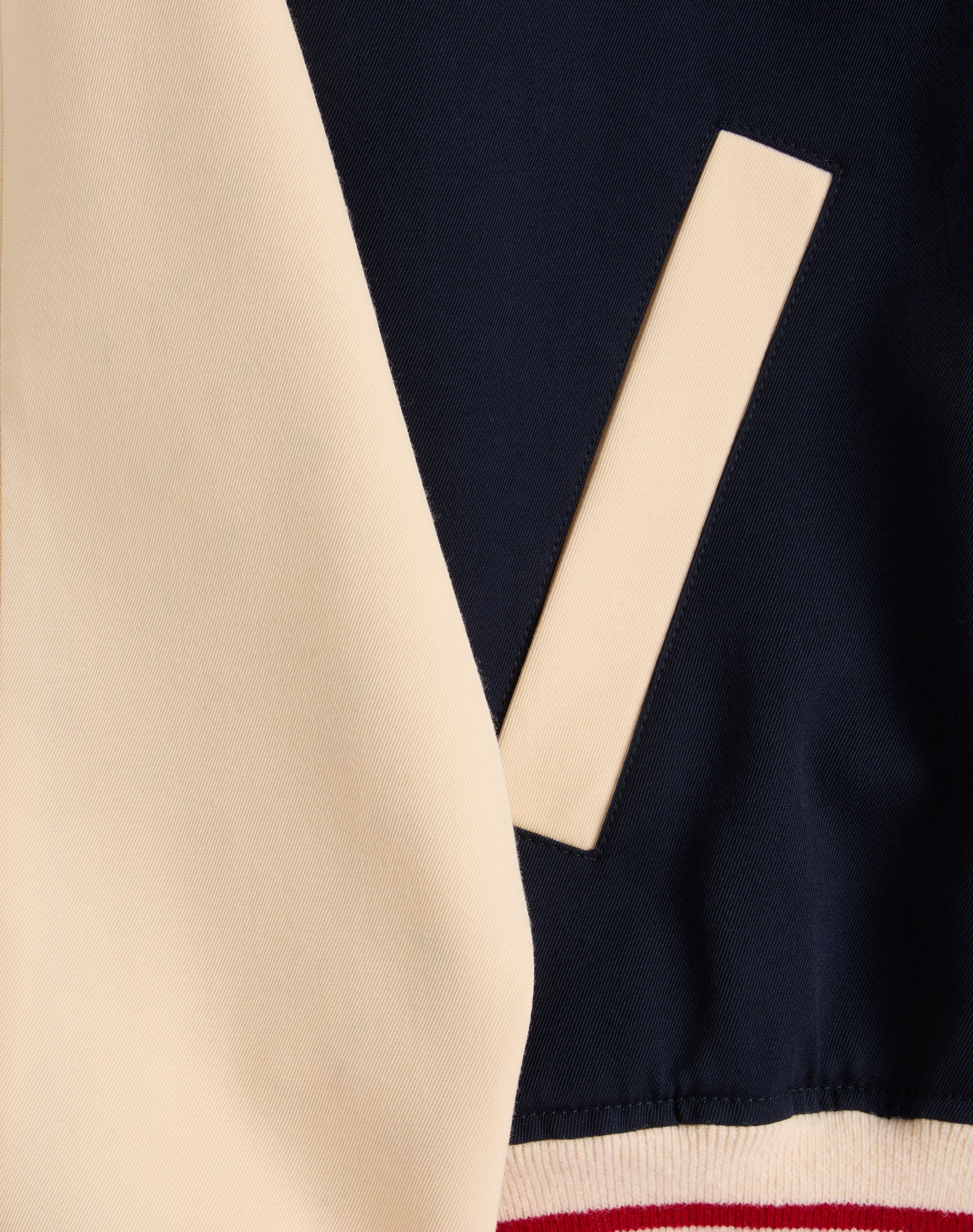 WOOL AND COTTON BOMBER JACKET WITH VLOGO AND CHAT DE LA MAISON PATCH - 8