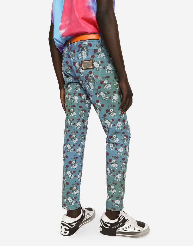 Regular-fit jeans with all-over floral print - 4