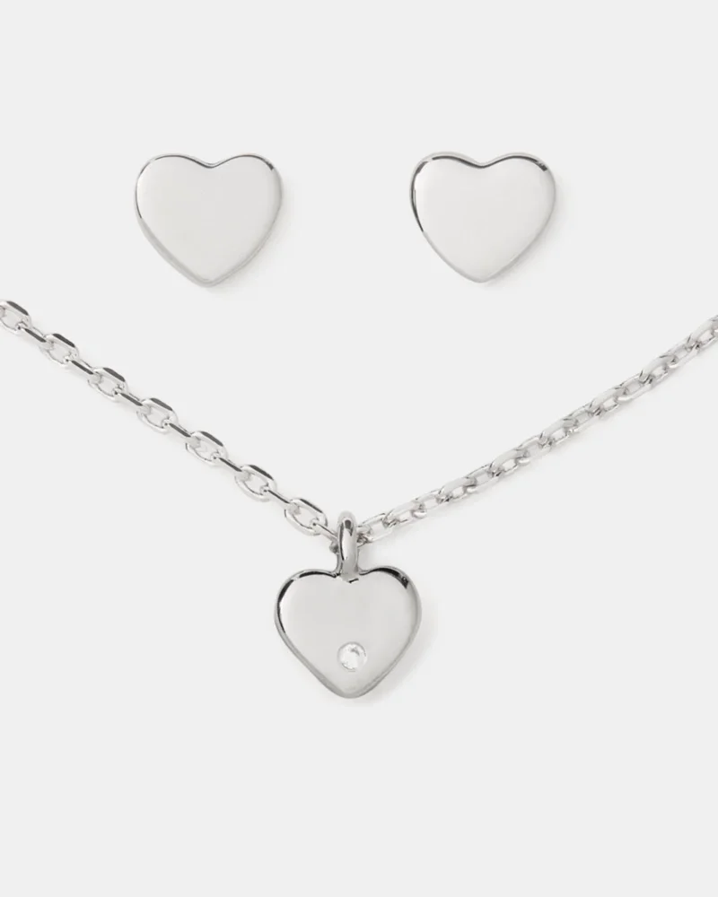 Kate Spade Earrings Metal Mini Heart Pendant And Studs Set - Boxed - 1