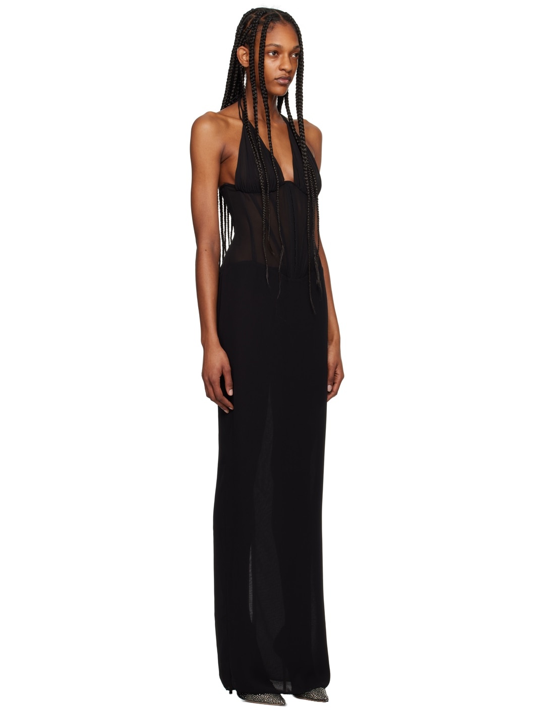 Black Paneled Maxi Dress - 2