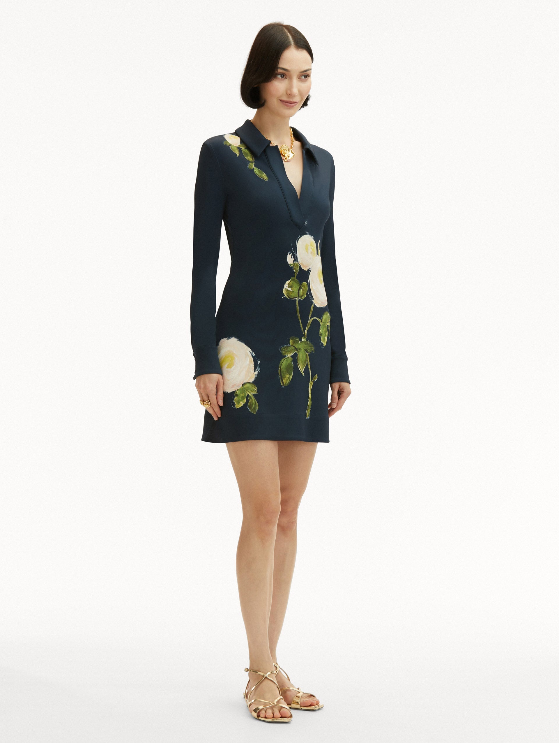 PAINTED ROSES JERSEY MINI DRESS - 4
