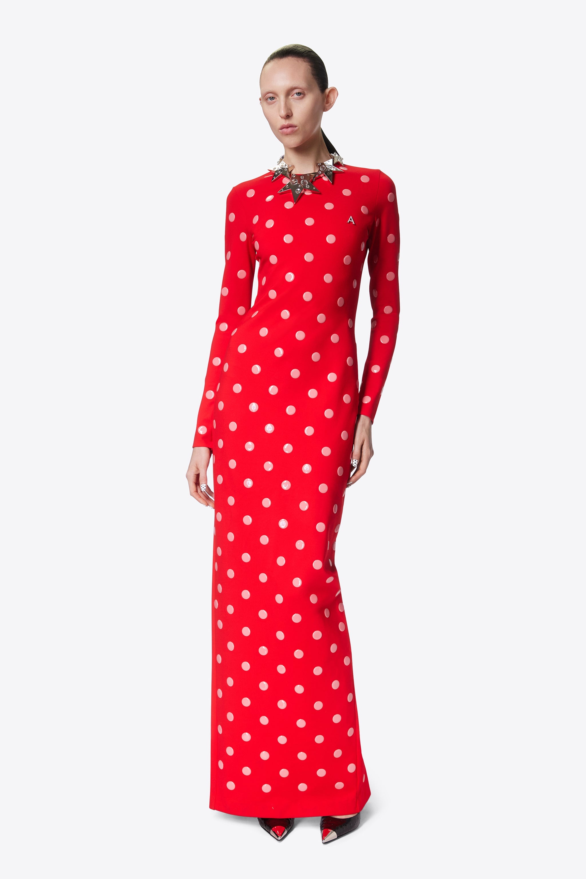 POLKA DOT LONG SLEEVE GOWN - 3