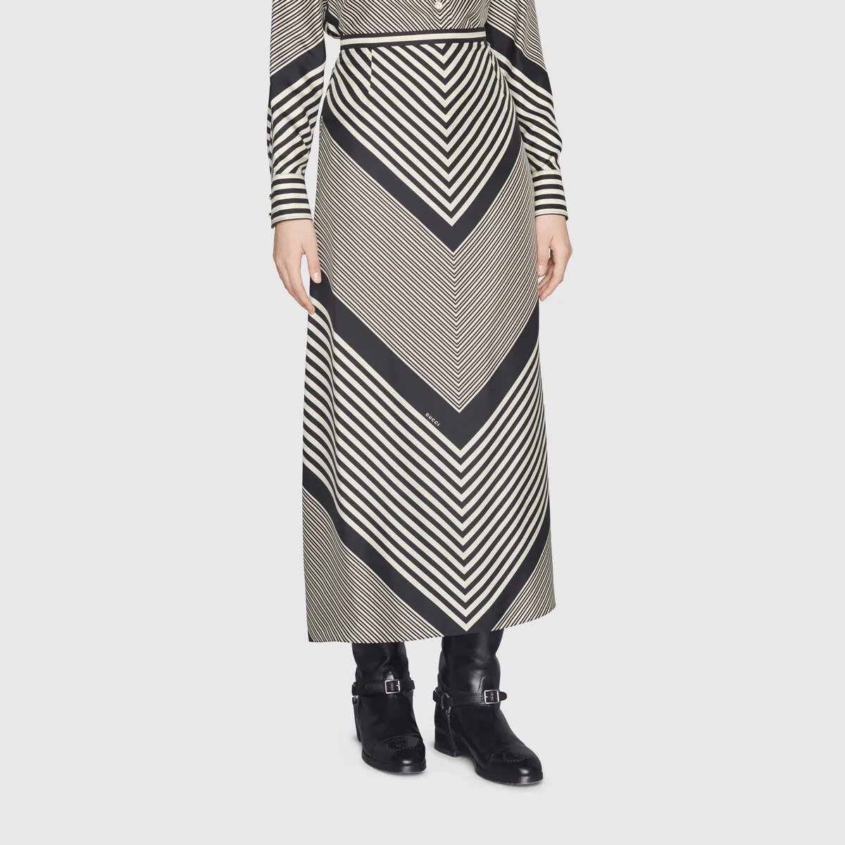 Diagonal print silk skirt - 3