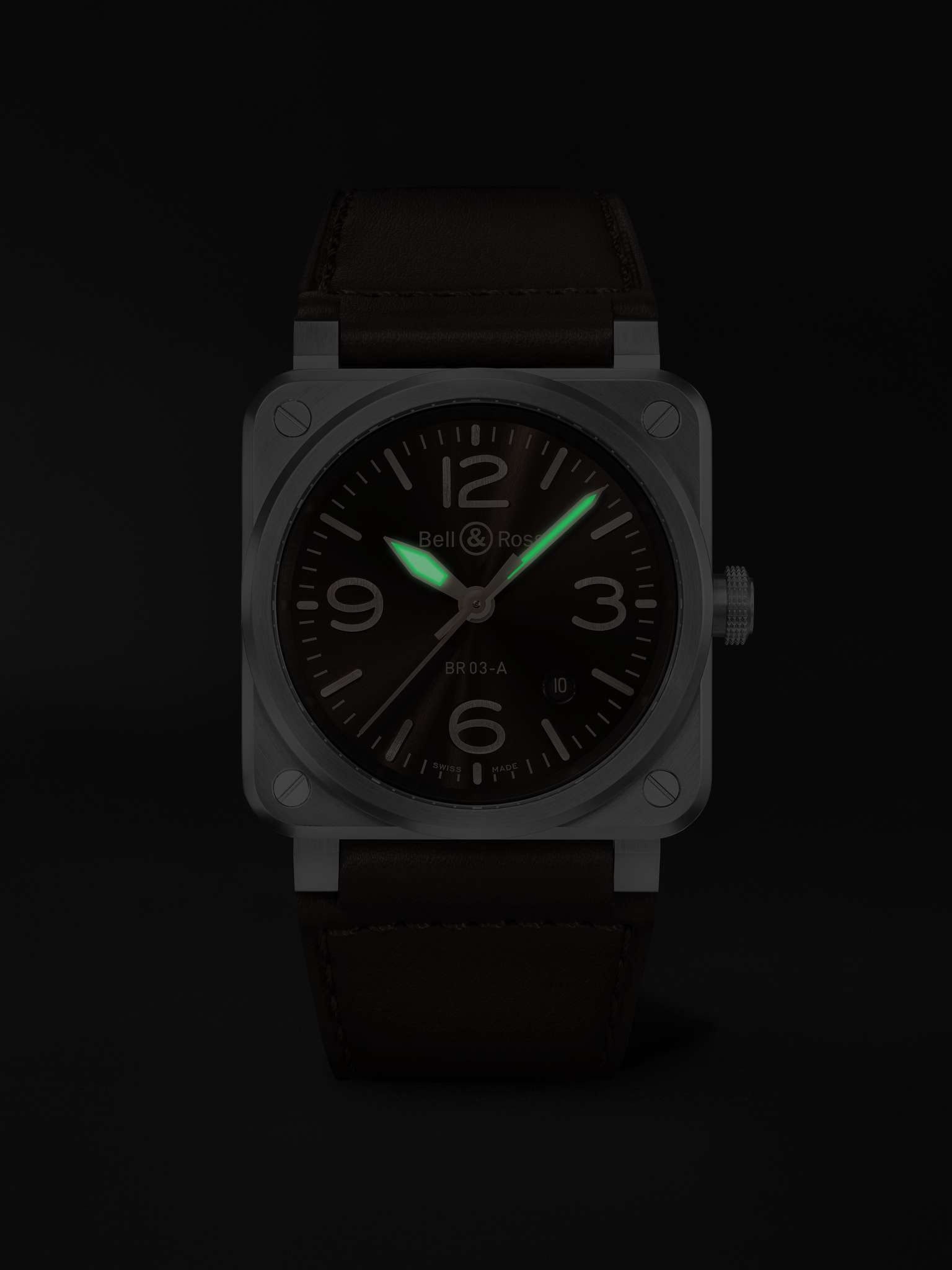 BR 03 Golden Heritage Automatic 41mm Steel and Leather Watch, Ref. No. BR03A-GH-ST/SCA - 9