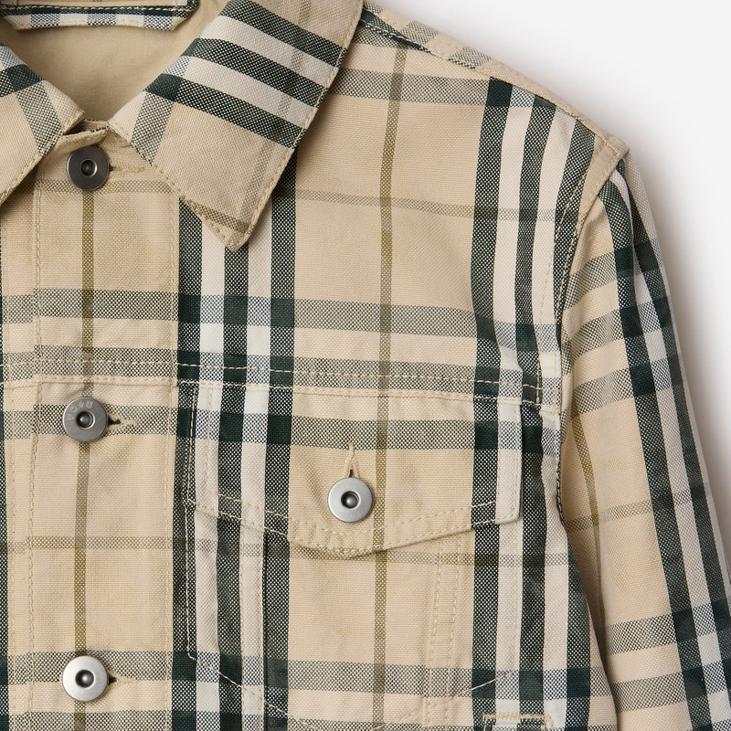 Cropped Check Denim Jacket 5