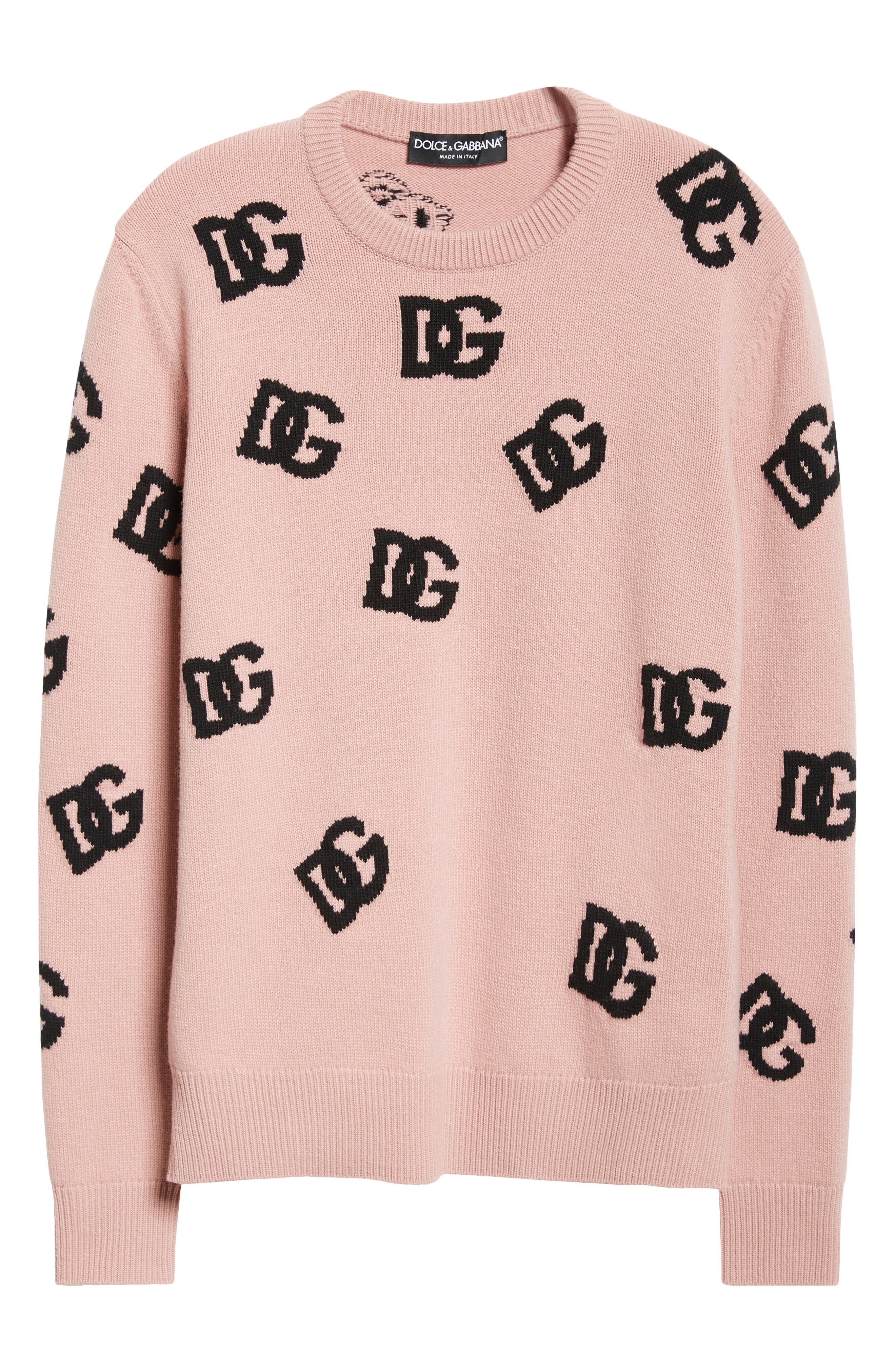 Dolce&Gabbana Logo Jacquard Virgin Wool Sweater in F0473 Rosa Polvere Scuro at Nordstrom - 6