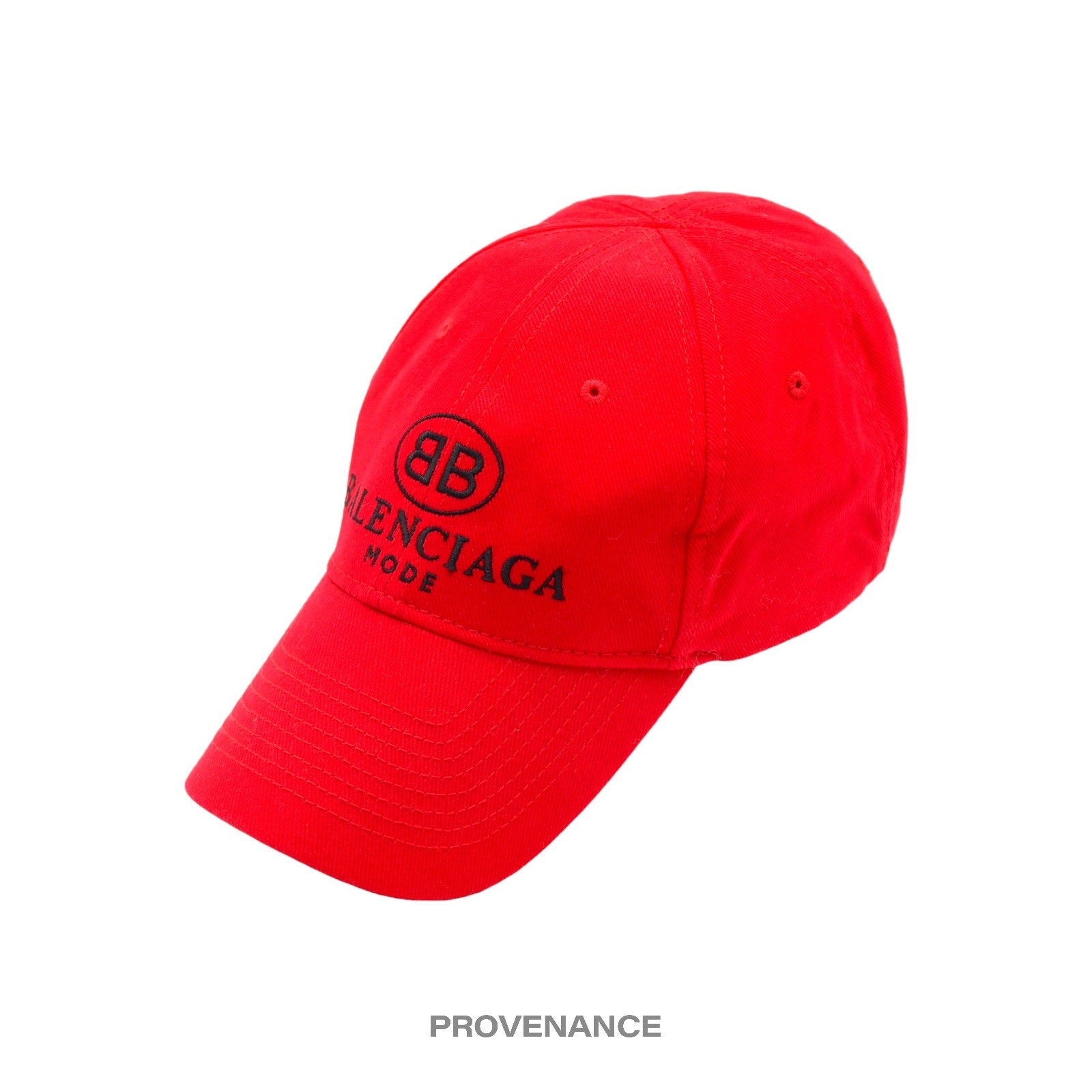 Balenciaga BB Logo Mode Embroidered Cap Hat - Red - 2