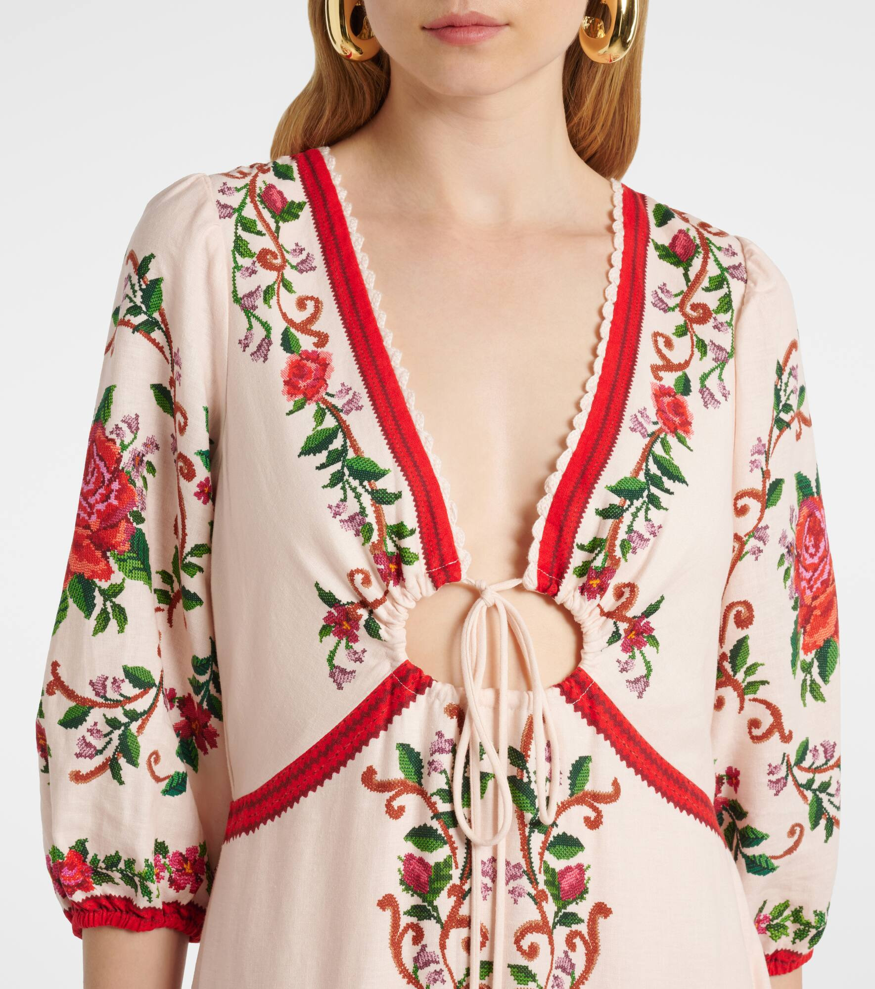 Floral linen-blend maxi dress - 4