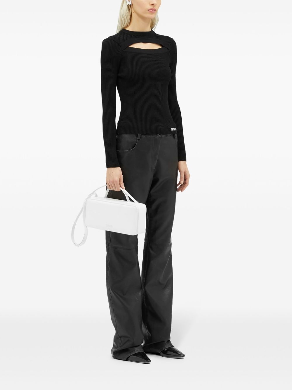 cut-out ribbed-knit jumper - 2