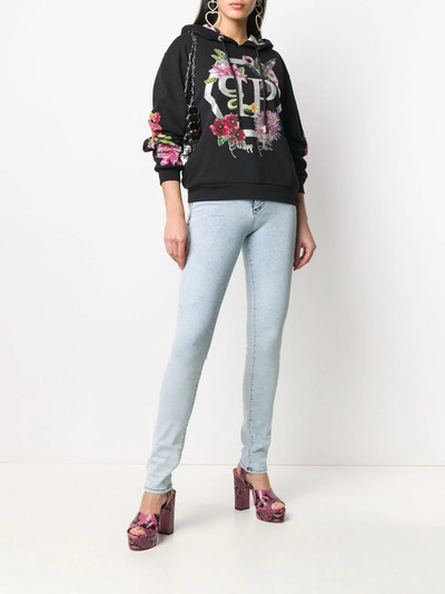 PHILIPP PLEIN floral embellished hoodie outlook