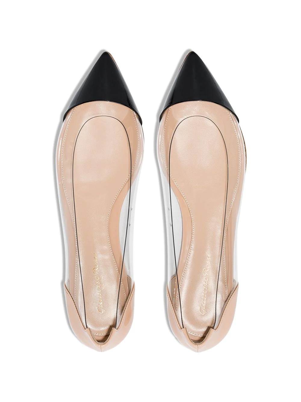 transparent panel ballerina shoes - 5