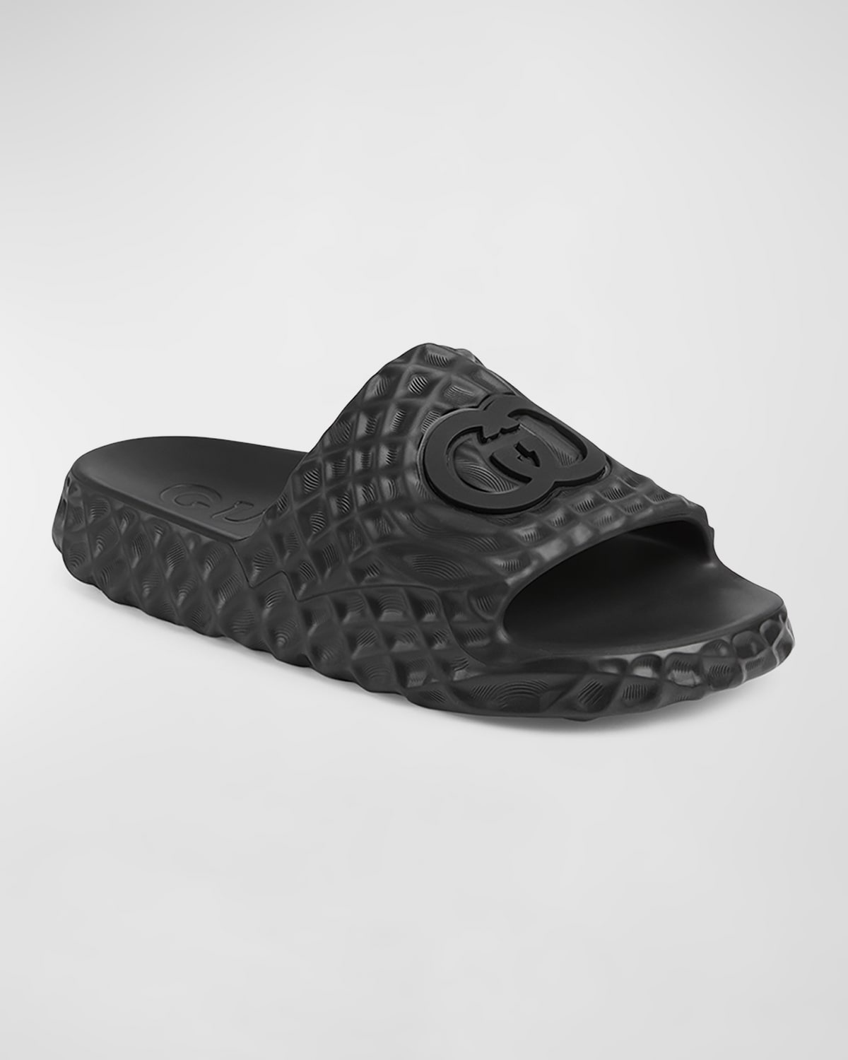 GUCCI Men's Water Ripple Textured Rubber Pool Slides