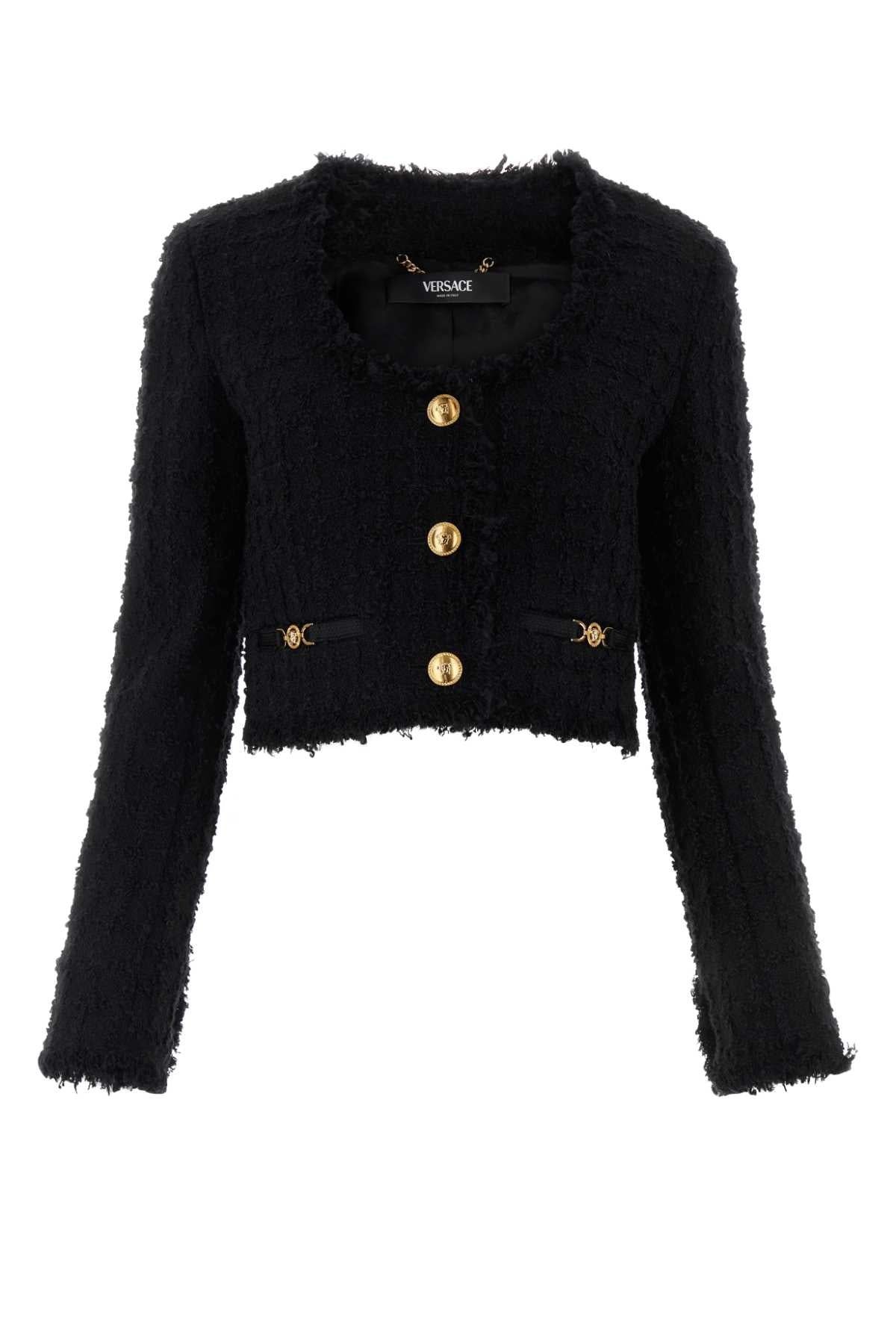 ジャケット VERSACE FW23 Black tweed blazer (10108571A06545 1B000) Versace Tweed wool blazer jacket - Black | 10070691A053342W020