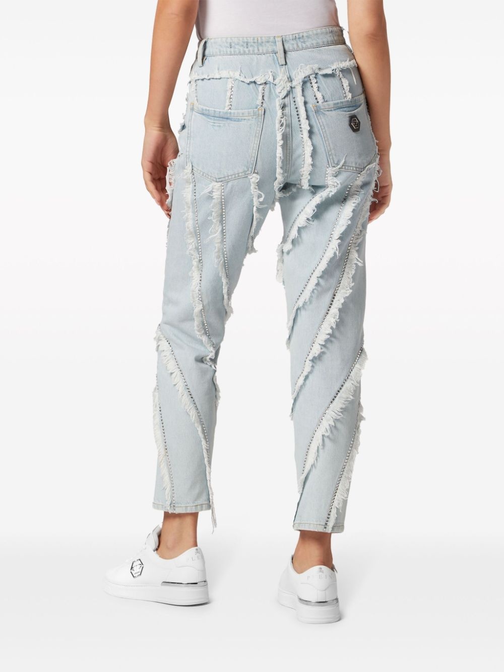 distressed rhinestone-embellished jeans - 3