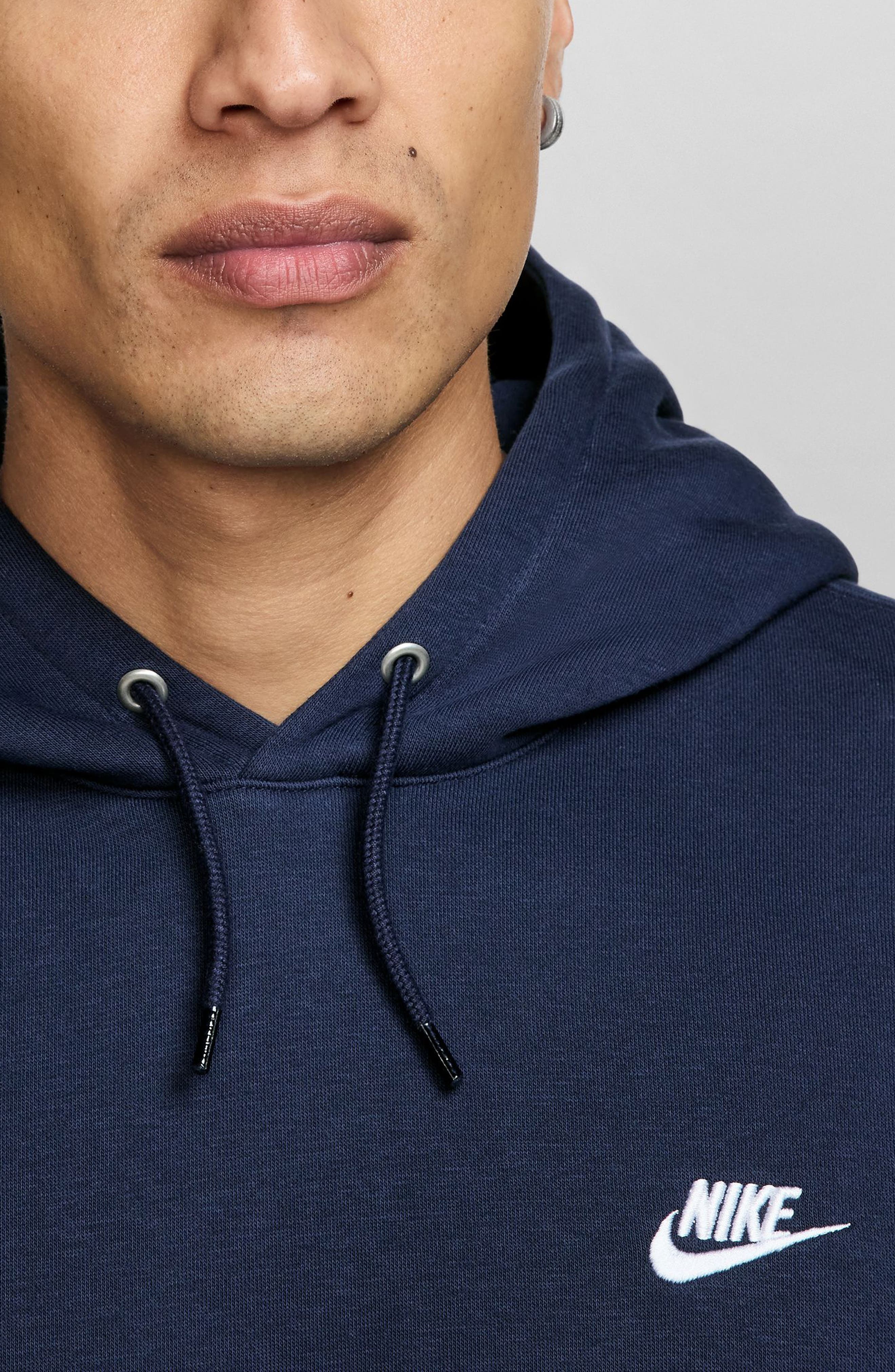 Nike Club Fleece Pullover Hoodie in Obsidian/White at Nordstrom - 3