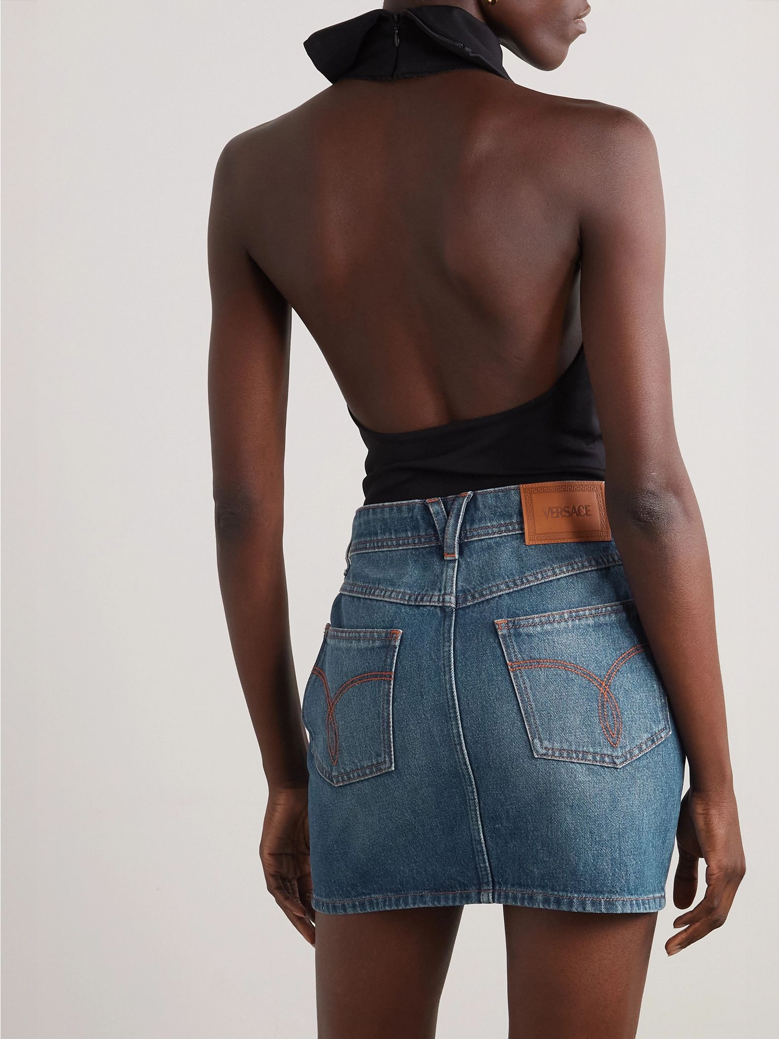 Icons embellished denim mini skirt Dark denim - 4