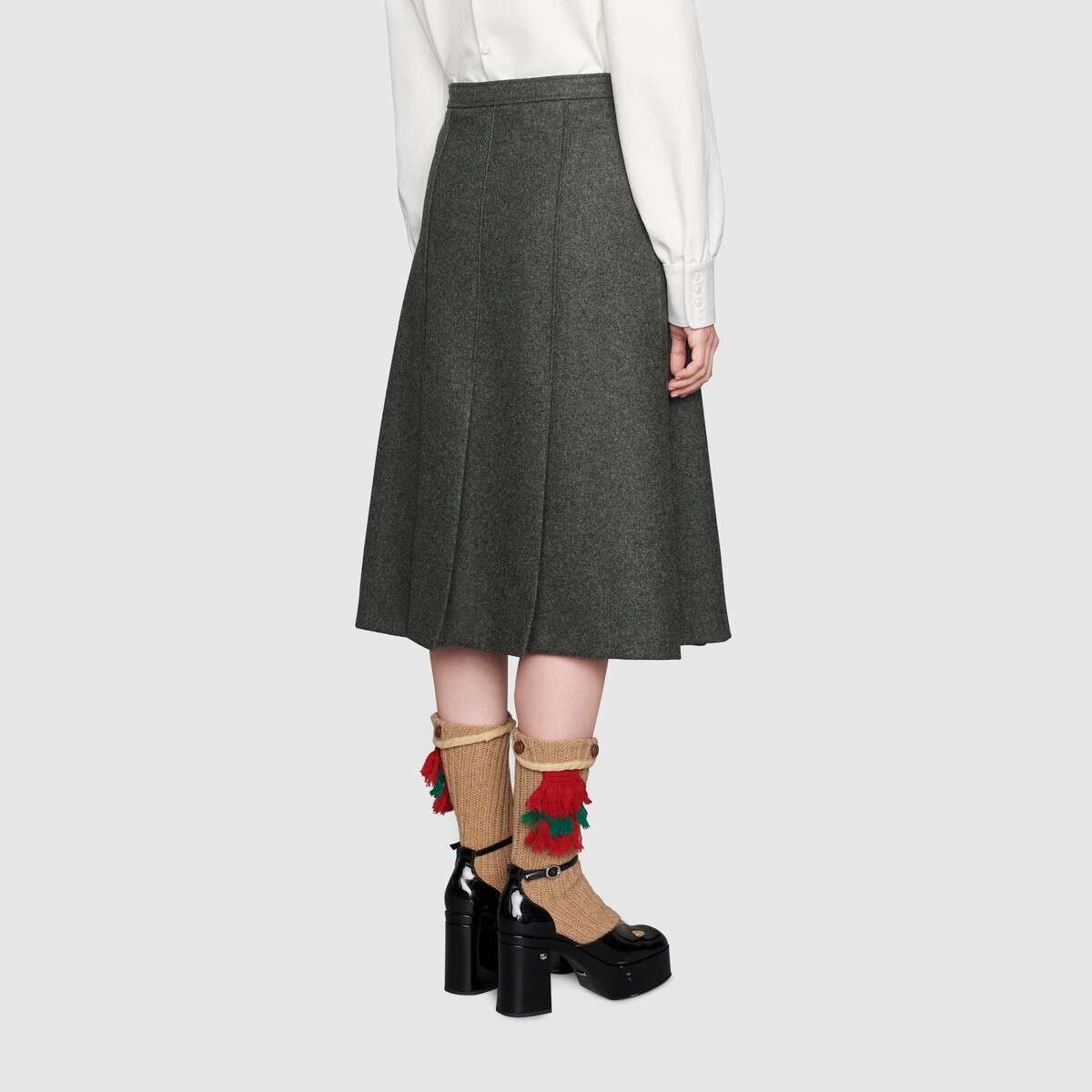 Pleated wool flannel skirt - 4