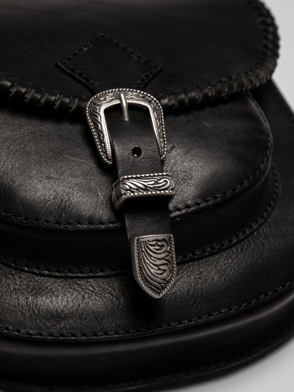 Western Leather Saddle Bag Black - 4