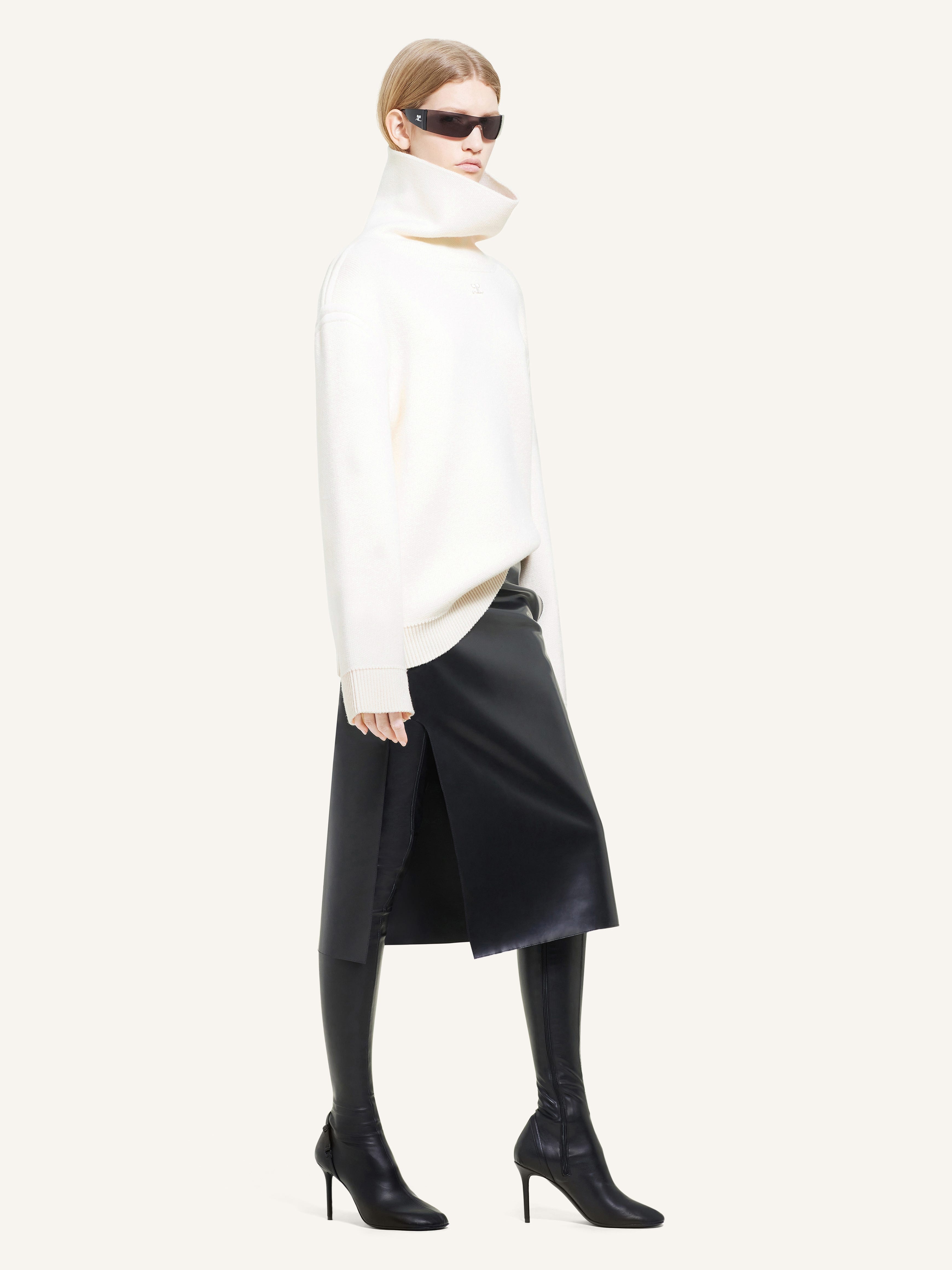 LATEX EFFECT OBLIQUE SKIRT - 3