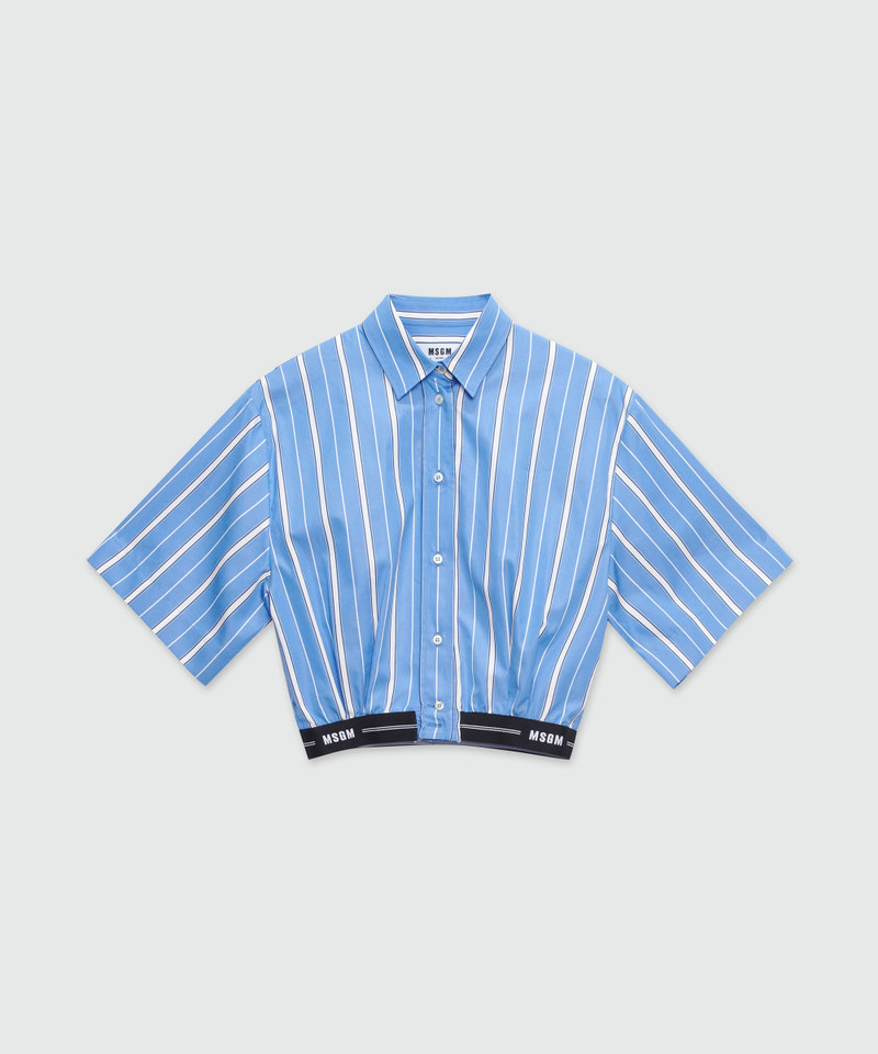 Cropped shirt in striped poplin with MSGM elastic 1