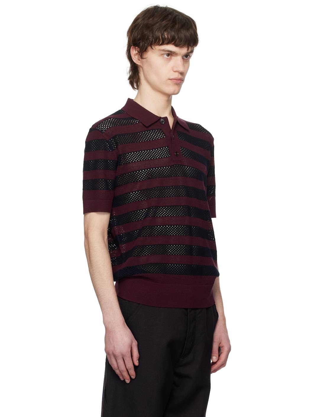 Purple & Navy Striped Polo - 2