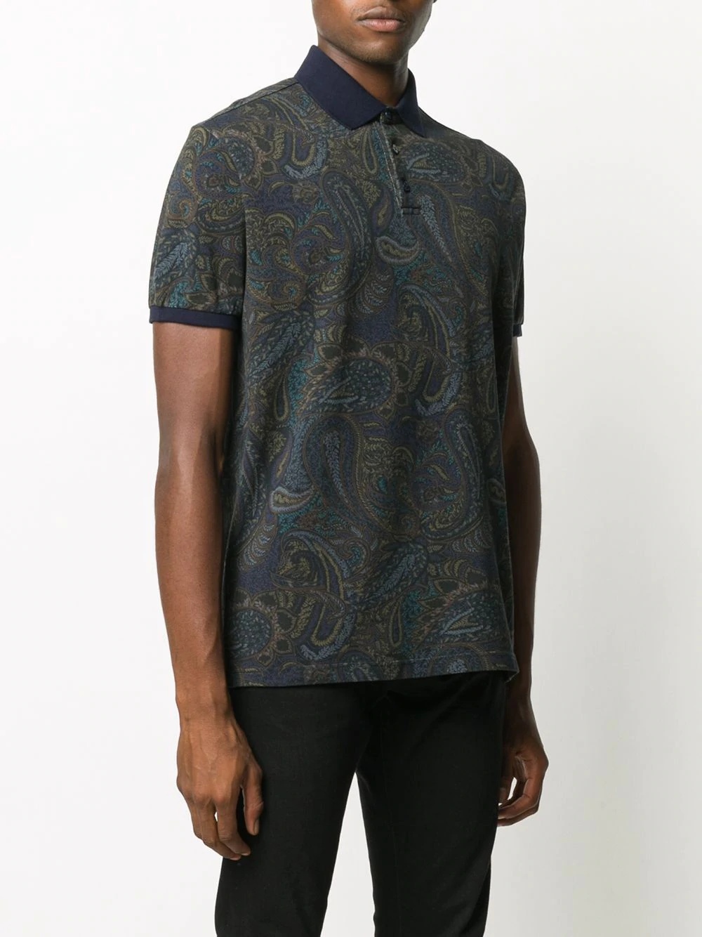 paisley print cotton polo shirt - 3