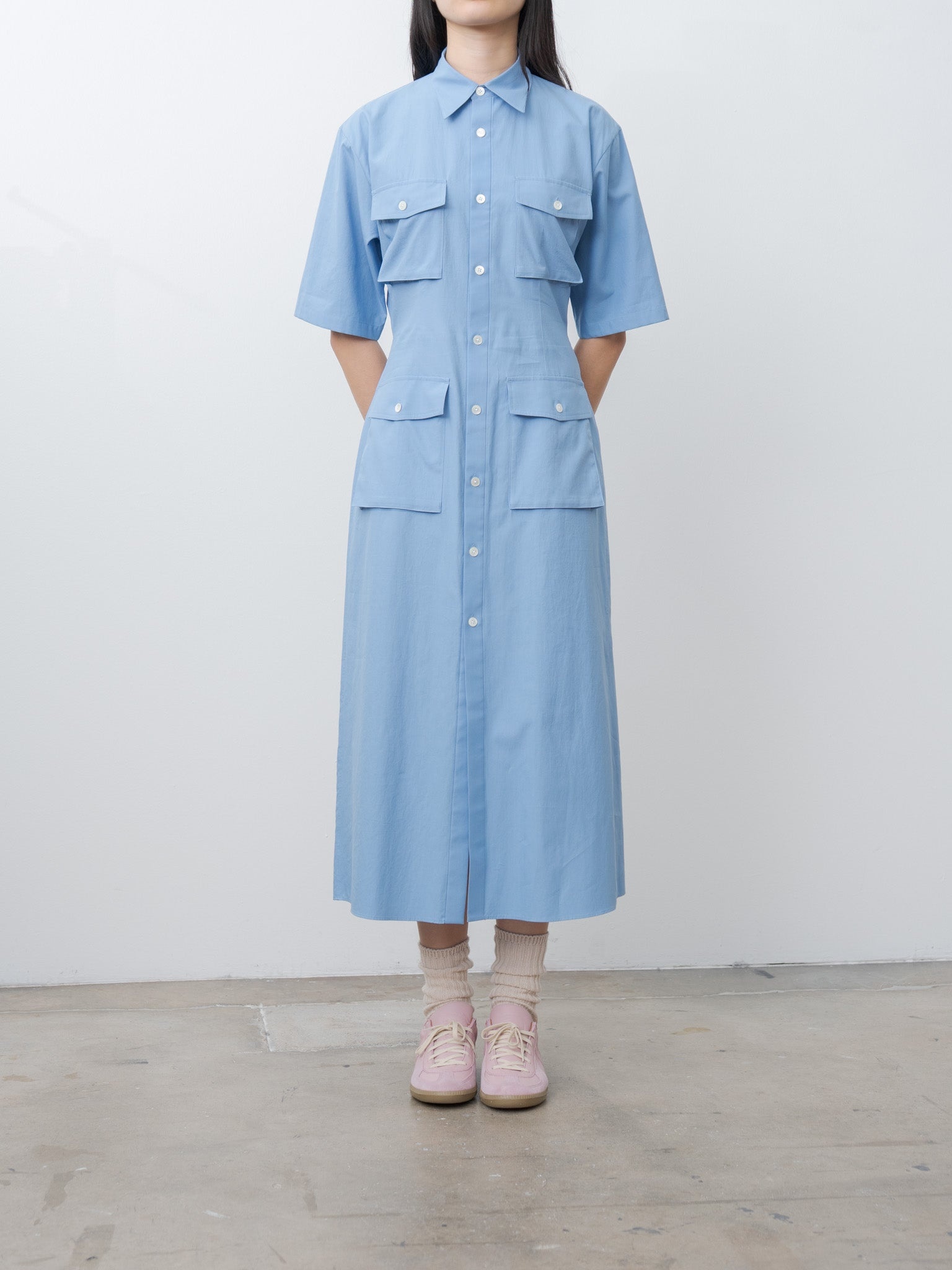 Washed Finx Twill Shirt Dress - Blue - 9