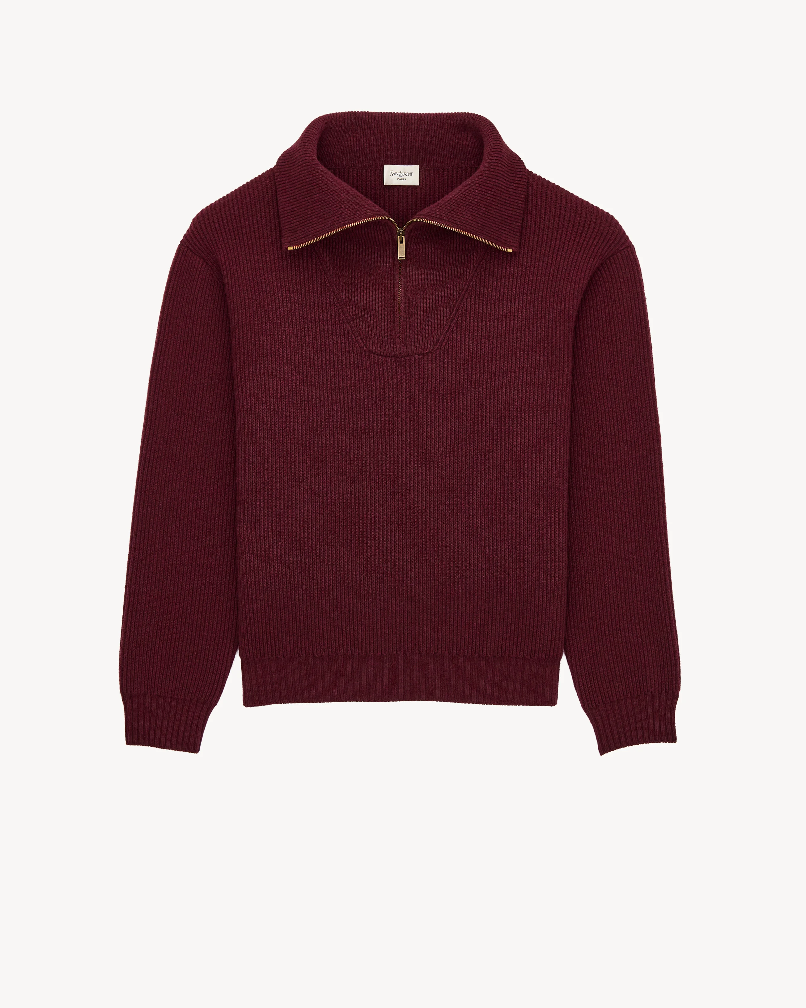 HALF-ZIP SWEATER IN RIB-KNIT WOOL - 1