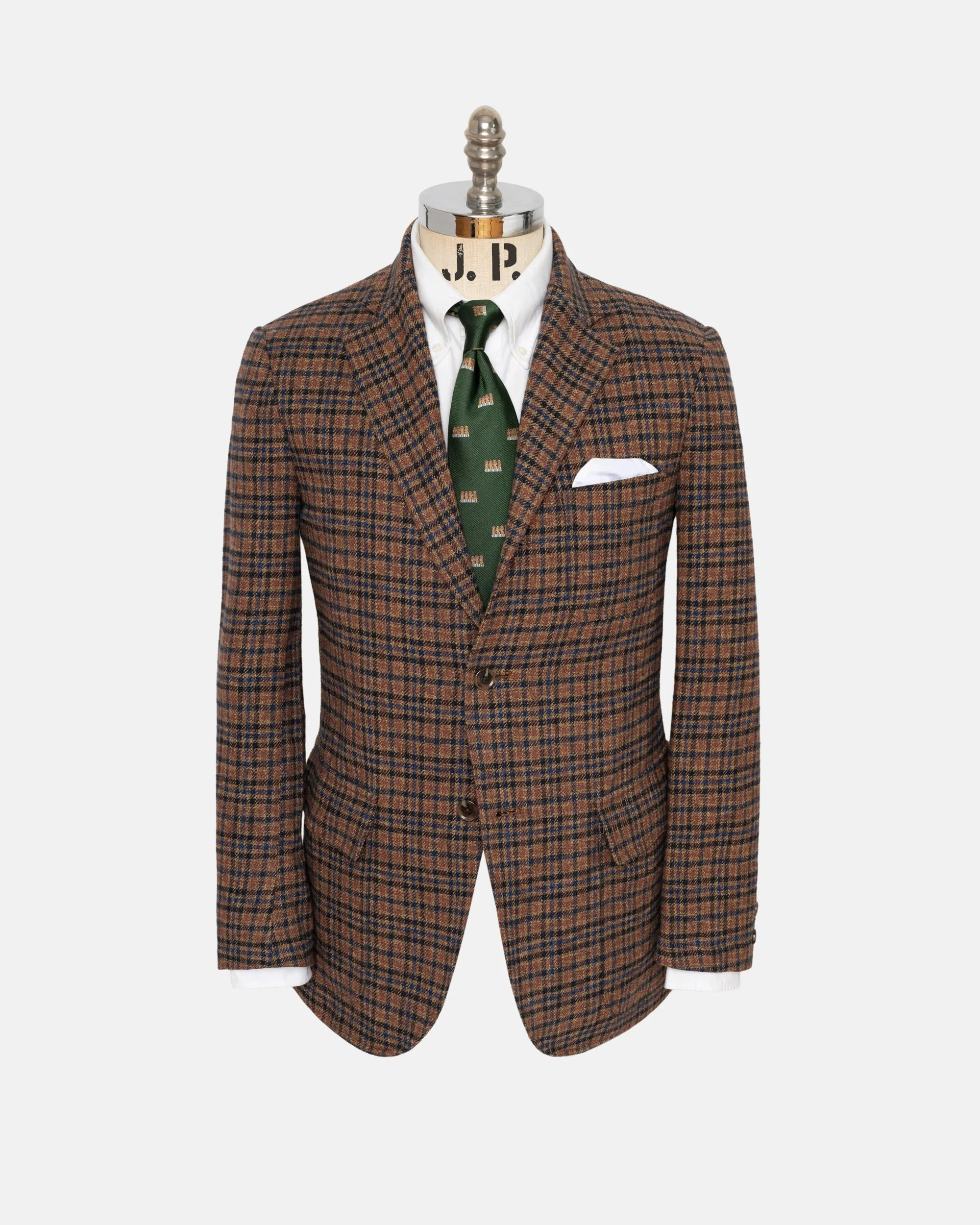 BROWN CHECK COTTON TWEED SPORT COAT - TRIM FIT - 1