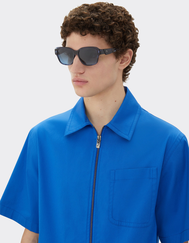 Ferrari Ferrari sunglasses in striped blue acetate with polarised gradient blue lenses outlook